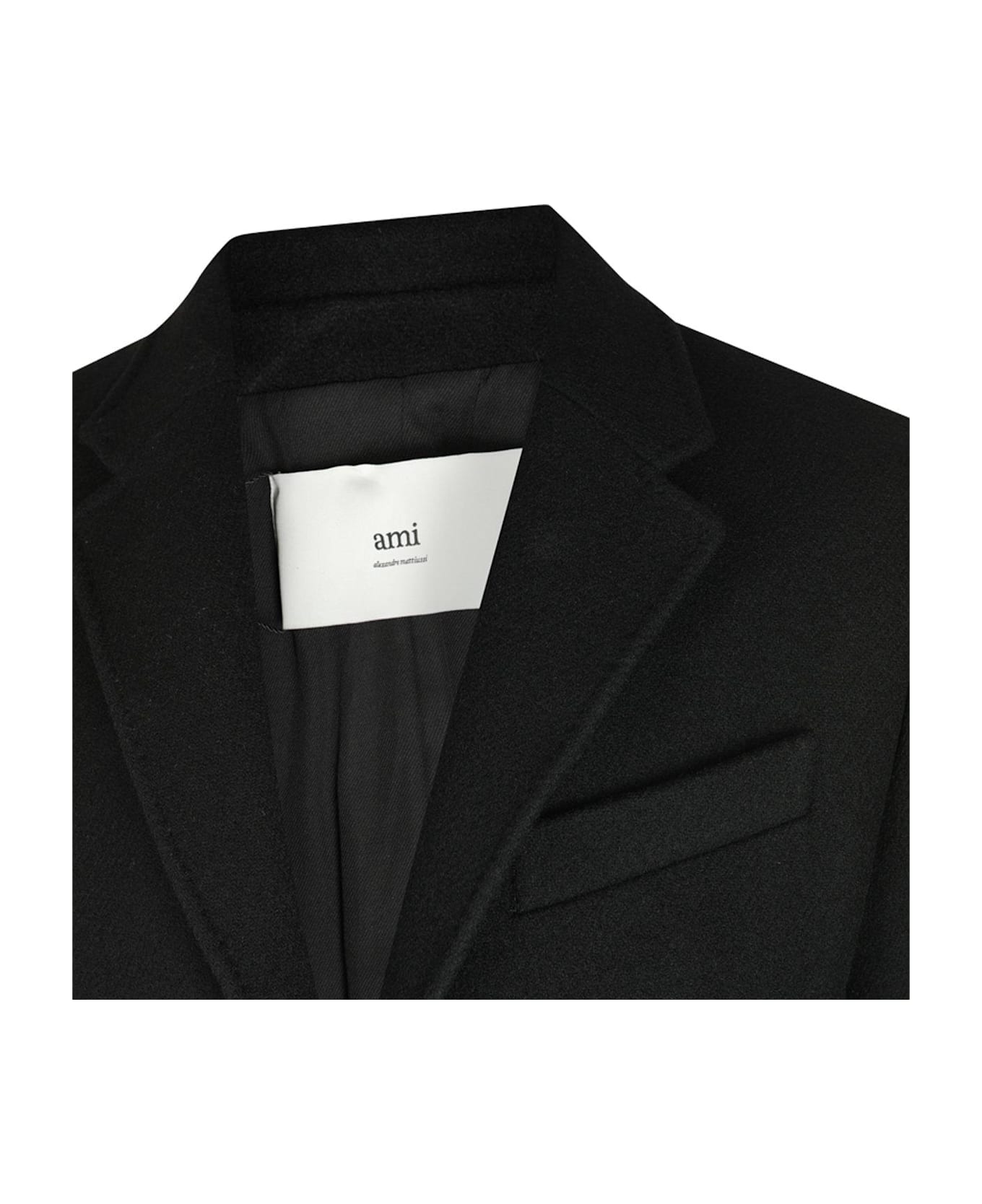 Ami Alexandre Mattiussi Paris Single Breasted Classic Coat - Black