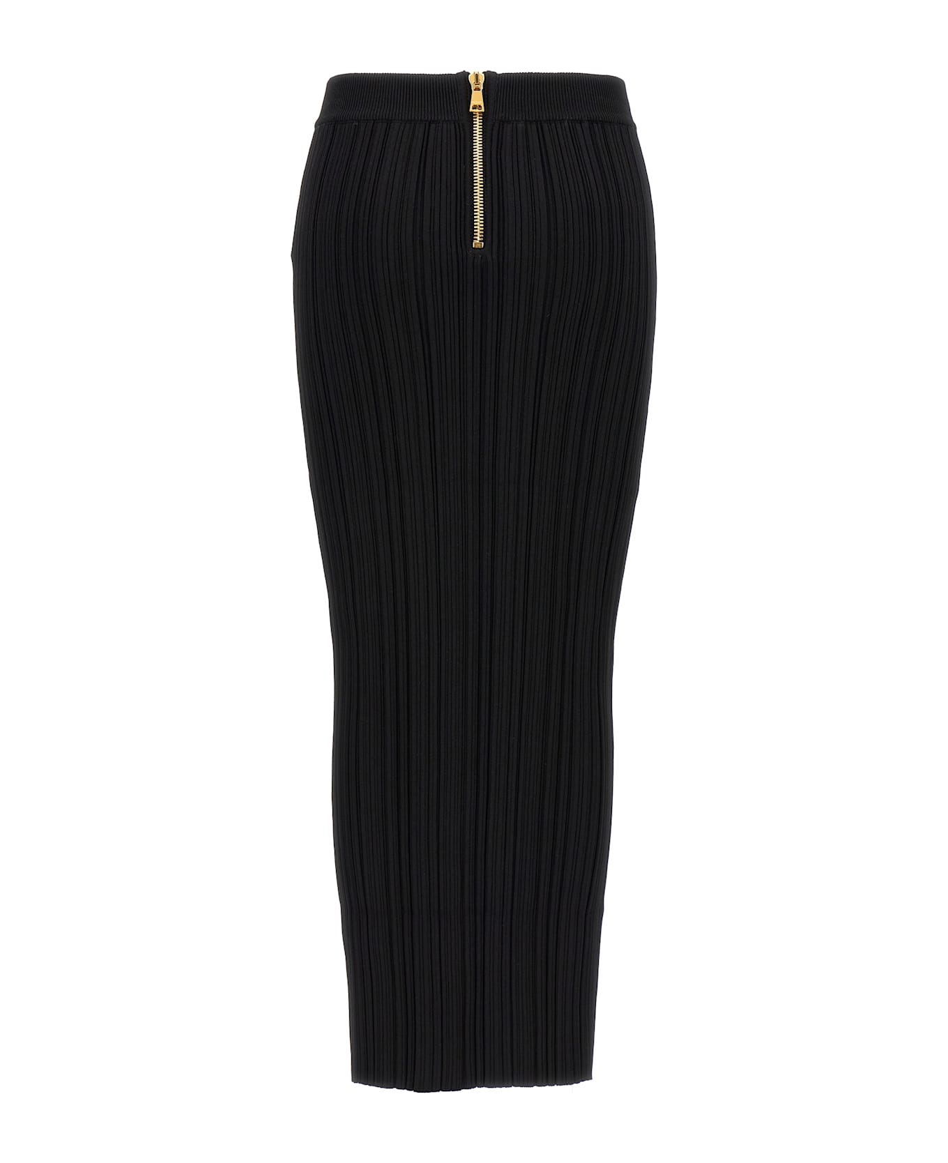 Balmain Pleated Midi Skirt - Black  