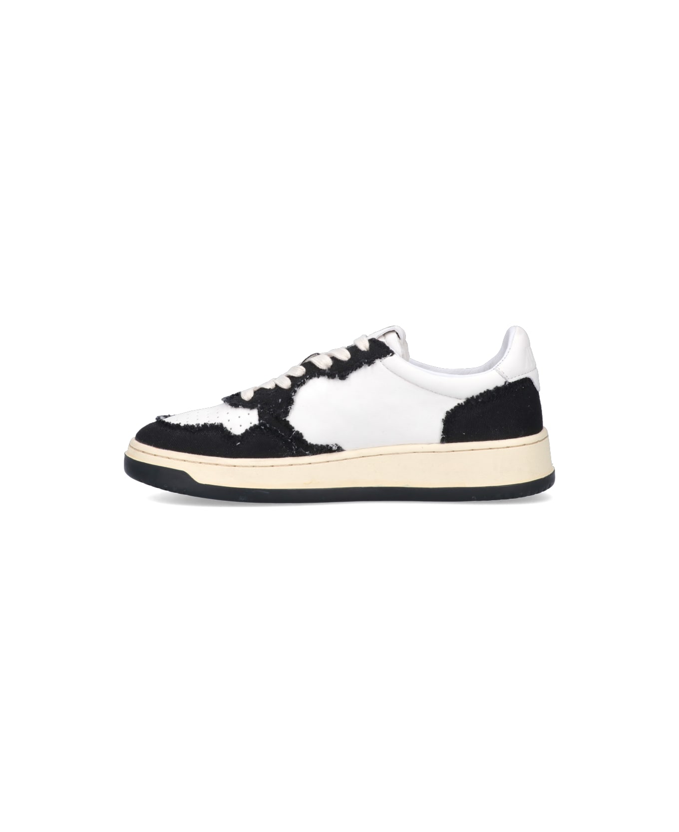 Autry Medalist Leather And Canvas Sneakers - Black