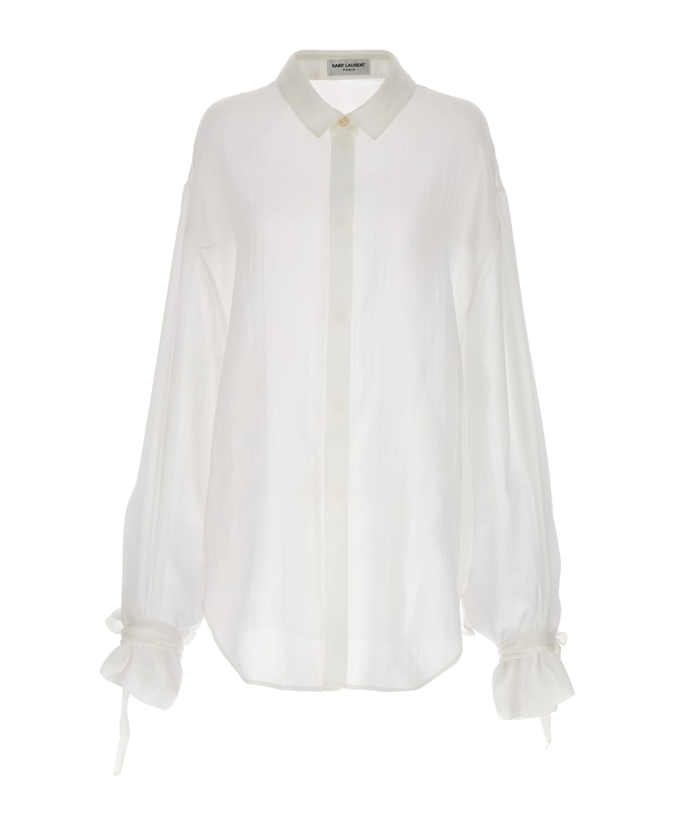 Saint Laurent Striped Silk Shirt - White