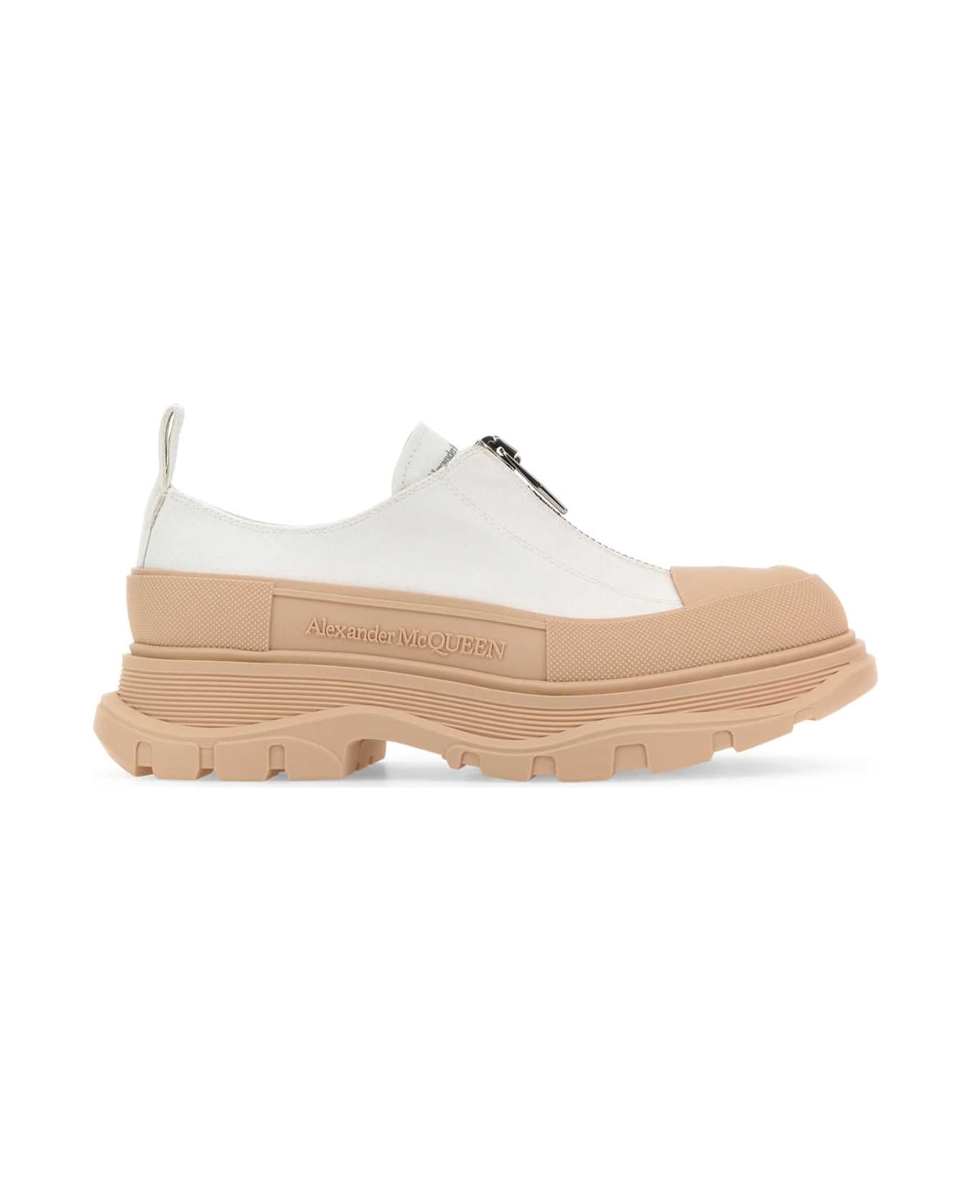 Alexander McQueen Two-tone Canvas Tread Slick Sneakers - WHITEOAT