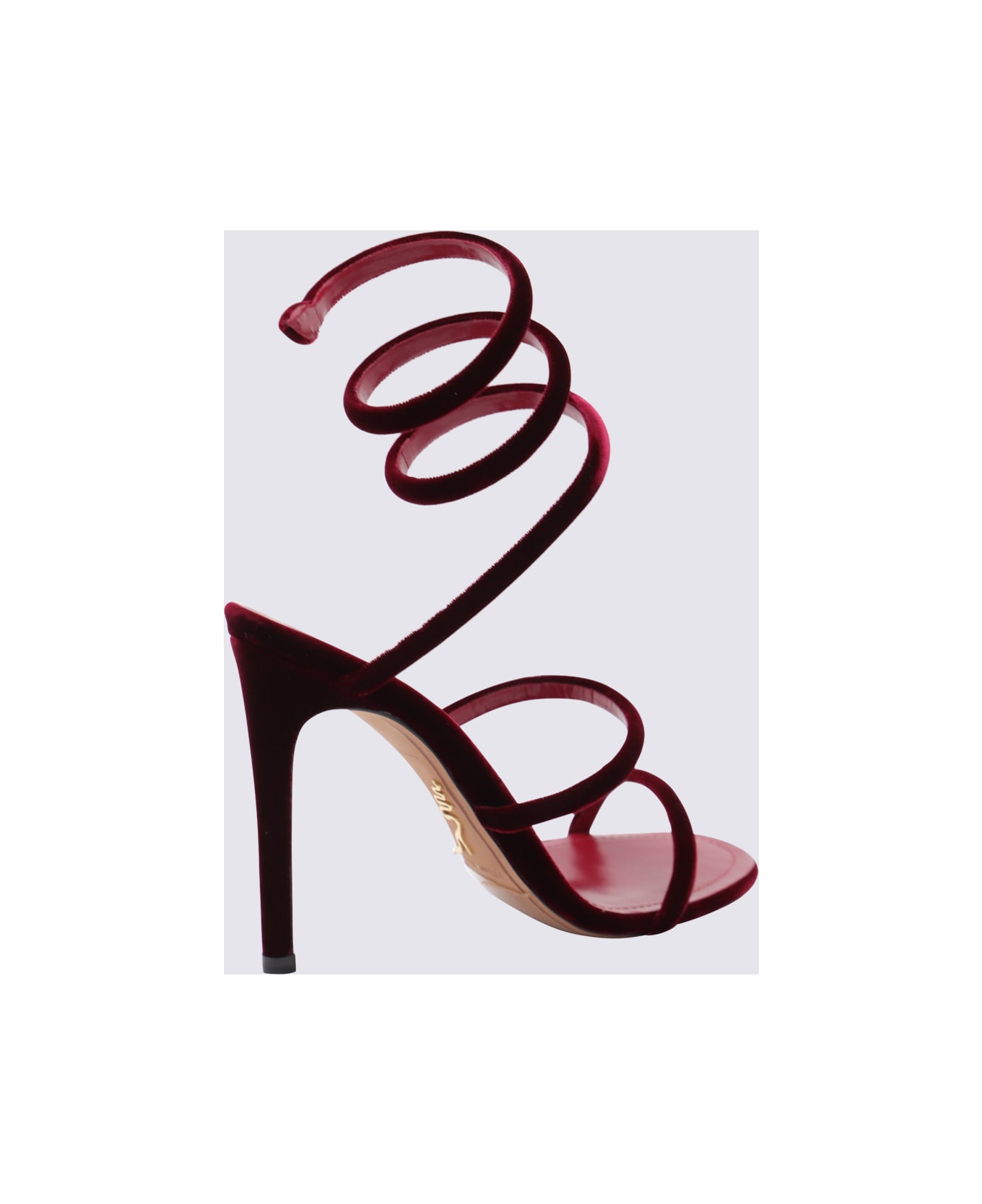 René Caovilla Red Velvet Sandals - RUBINO VELVET