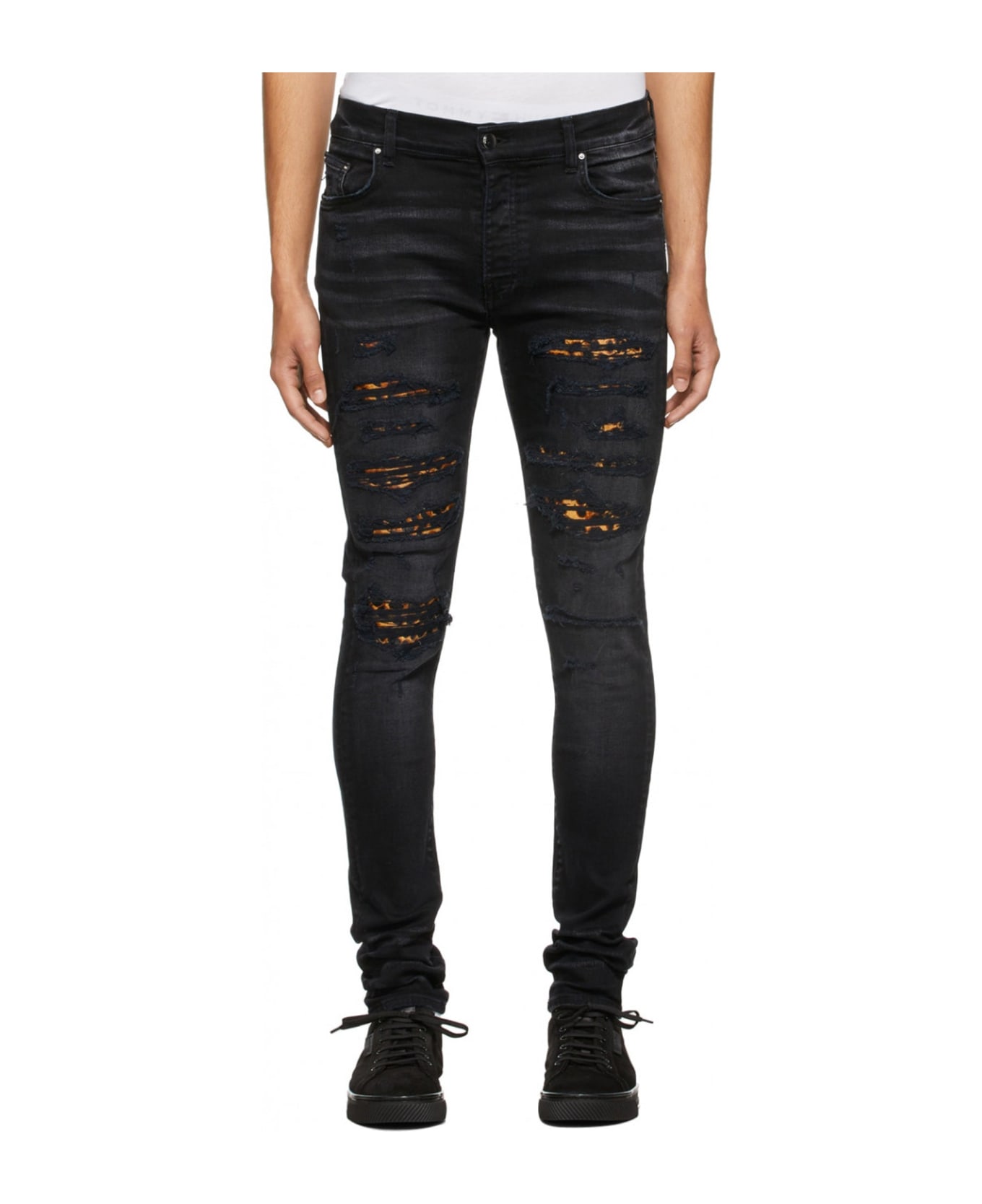 AMIRI Leopard Denim Jeans - Black