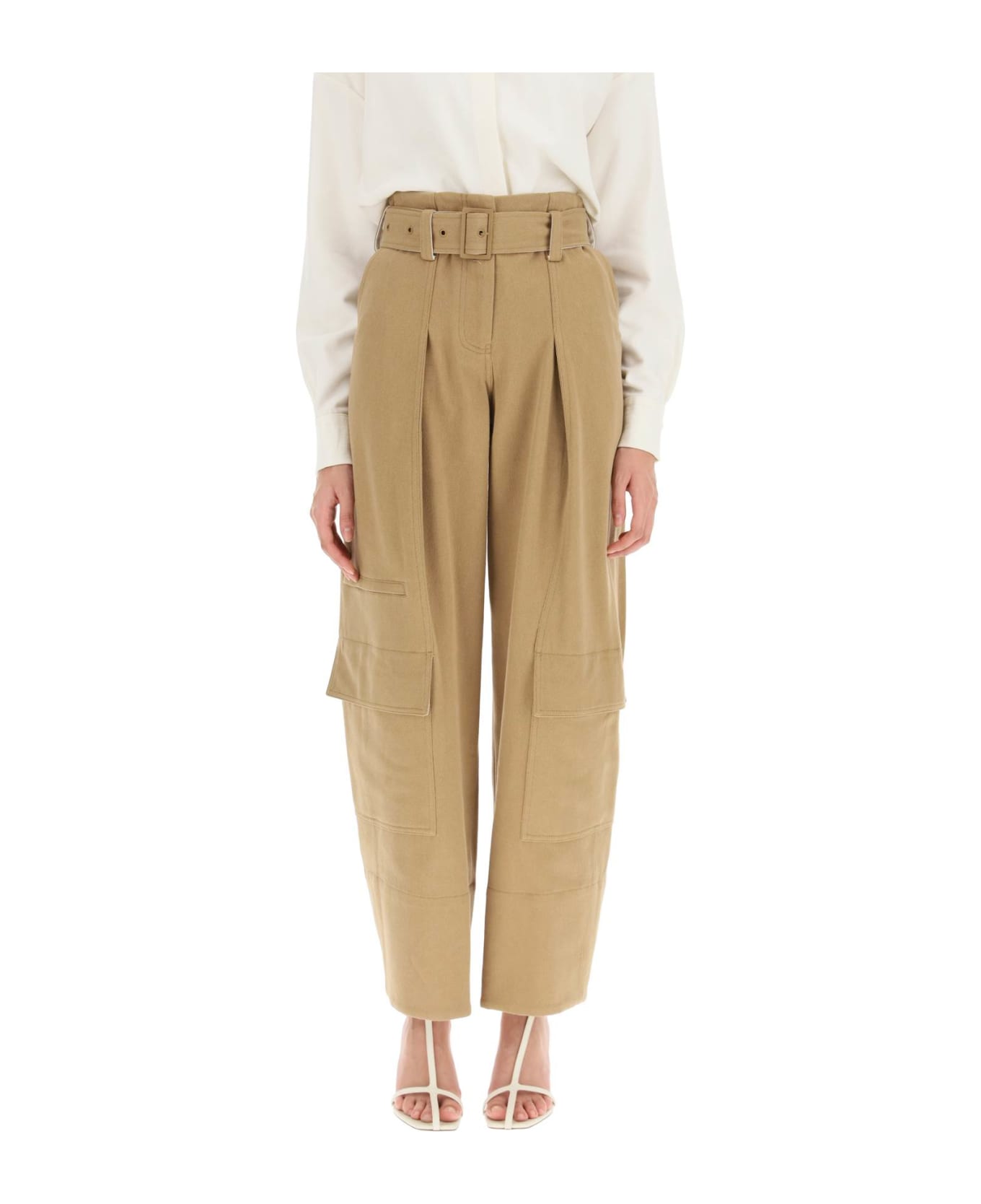Low Classic Cargo Pants With Matching Belt - BEIGE (Beige)