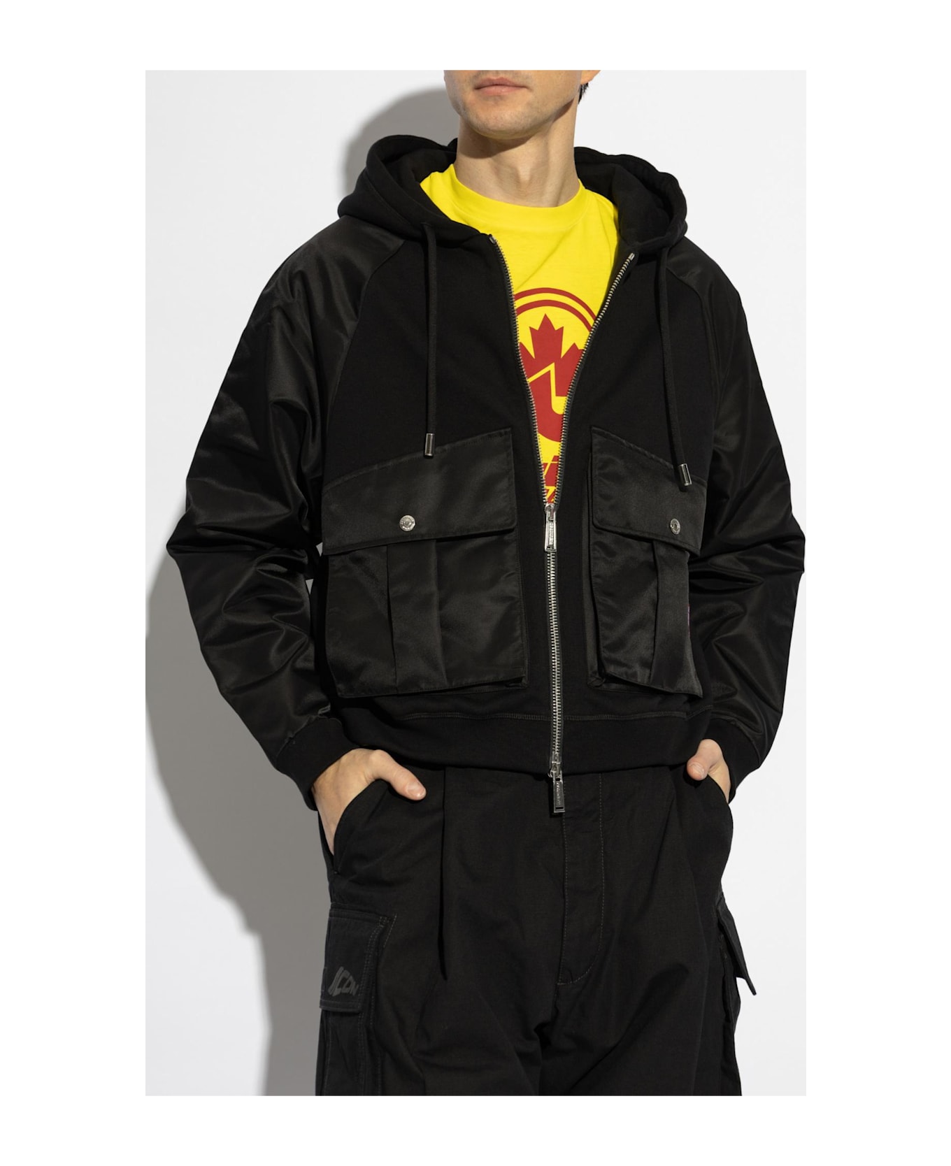 Dsquared2 Jacket Made From Combined Materials - Black