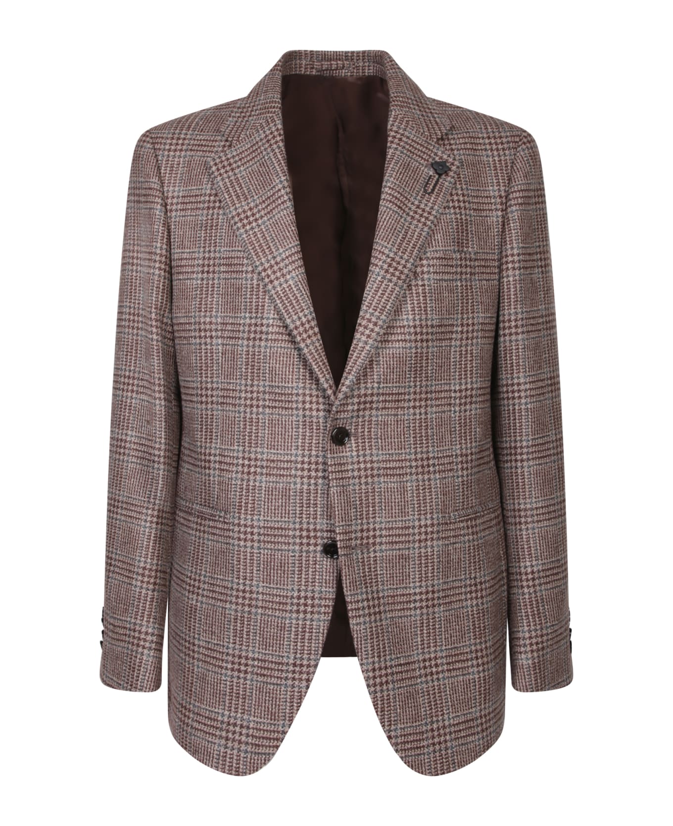 Lardini Tweed Jacket In Beige/bordeaux - Beige