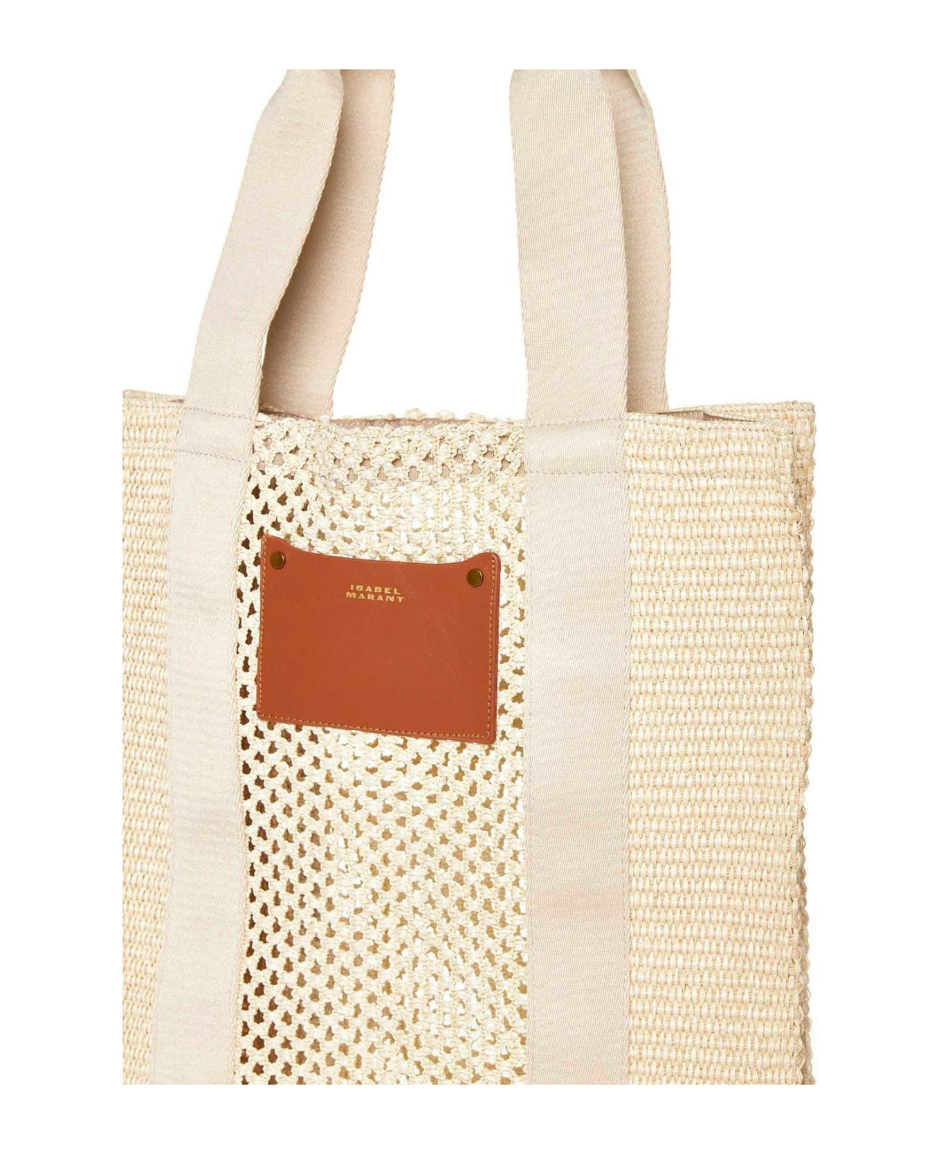 Isabel Marant Striped Woven Top Handle Bag - Beige/beige