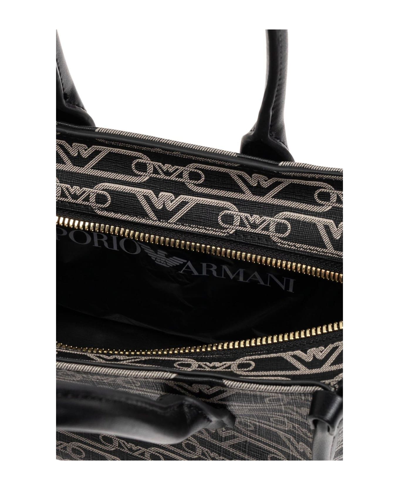 Emporio Armani Shoulder Bag With Monogram Emporio Armani - NERO-ECRU