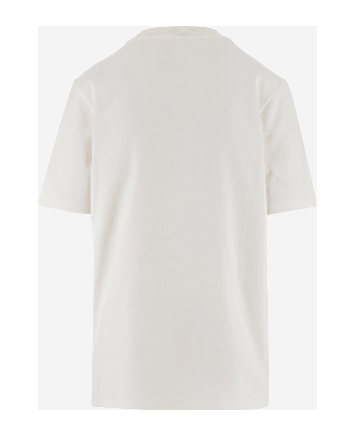 Jil Sander Cotton T-shirt With Leaf Brooch - White