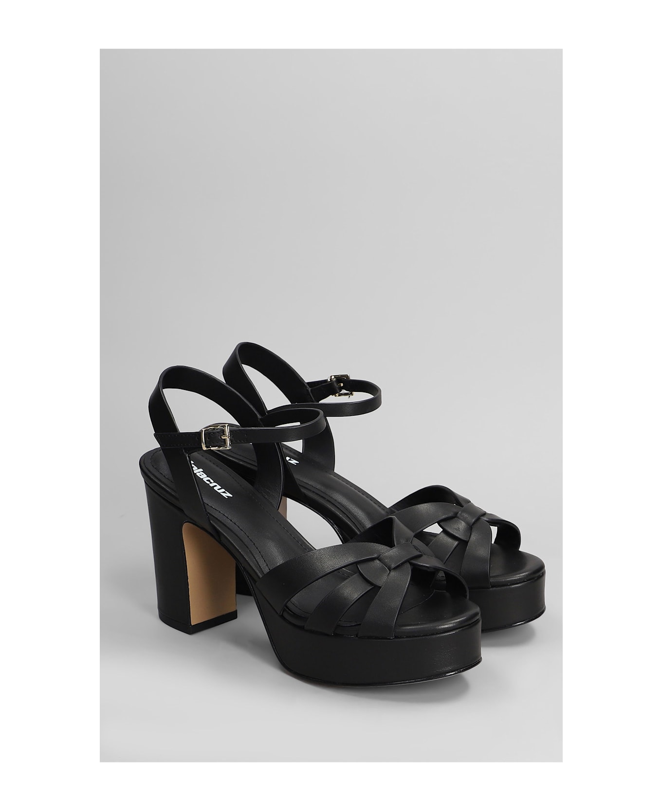 Lola Cruz Aria Platform 95 Sandals In Black Leather - black