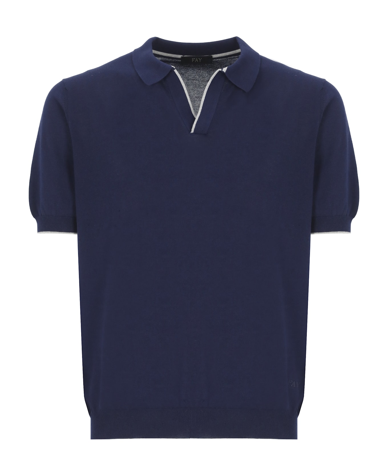 Fay Knitted Polo Shirt - Blue
