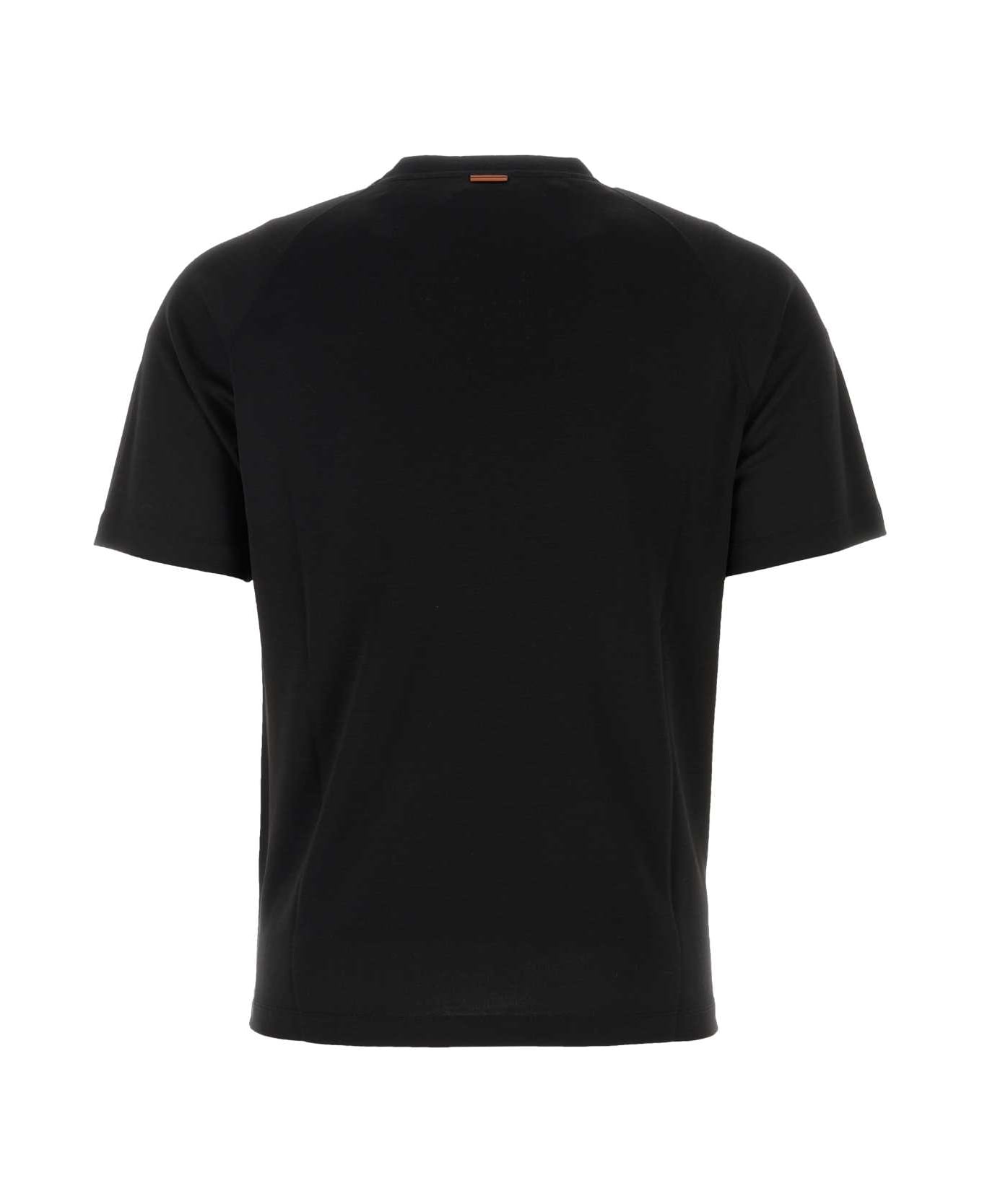 Zegna Black Wool T-shirt - K09 シャツ