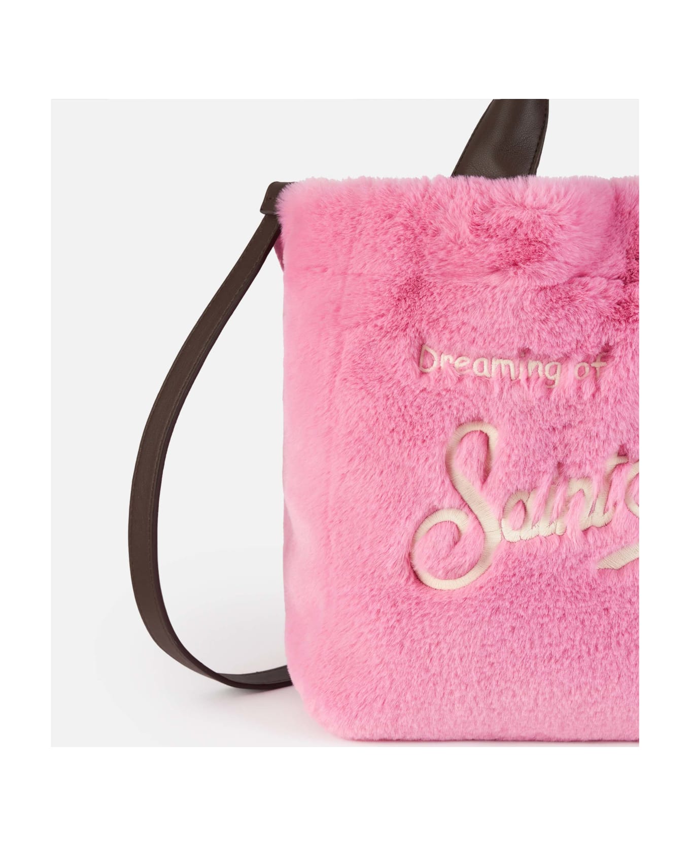 MC2 Saint Barth Furry Soft Colette Fuchsia Handbag With Shoulder Strap - PINK