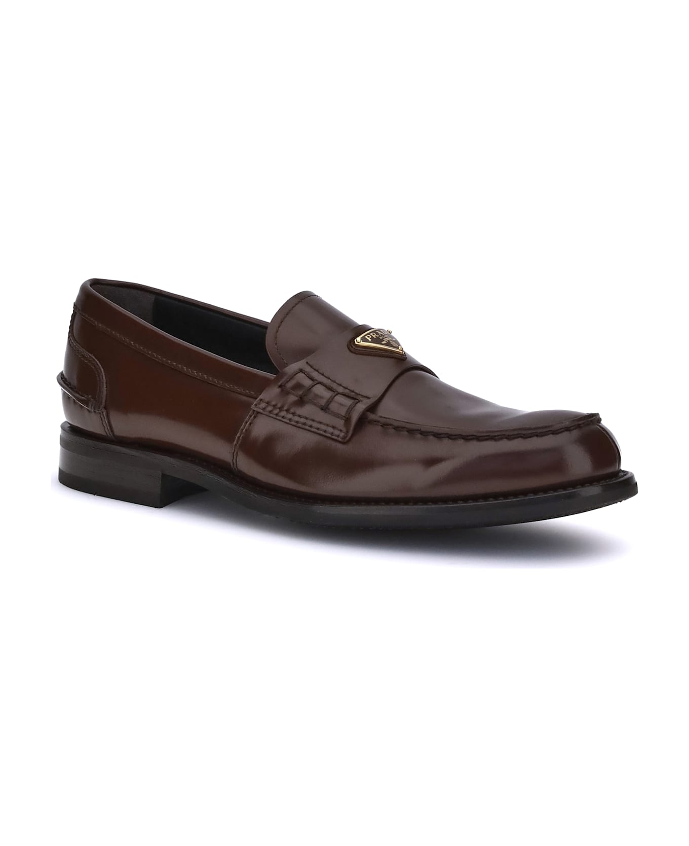 Prada Triangular Plaque Loafers