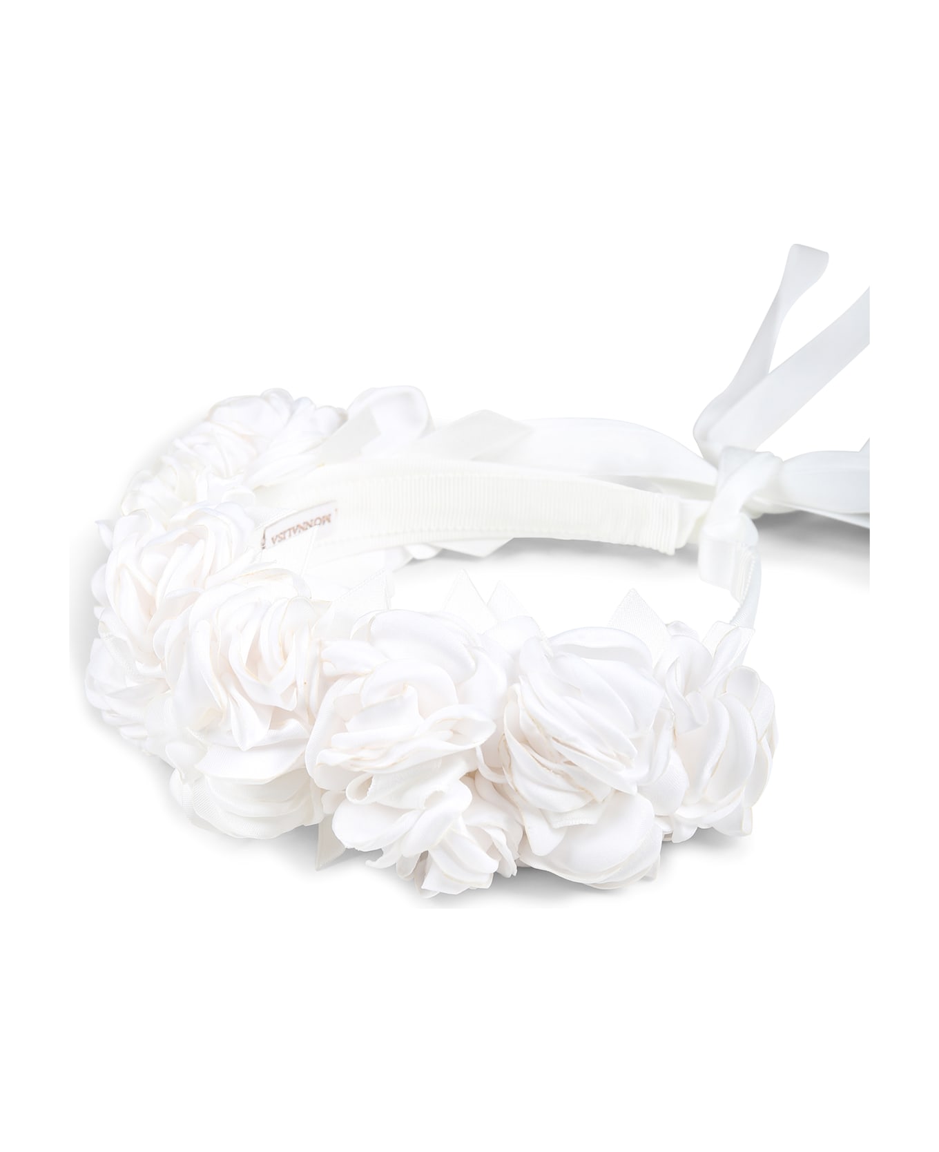 Monnalisa White Headband For Girl With Flowers - White