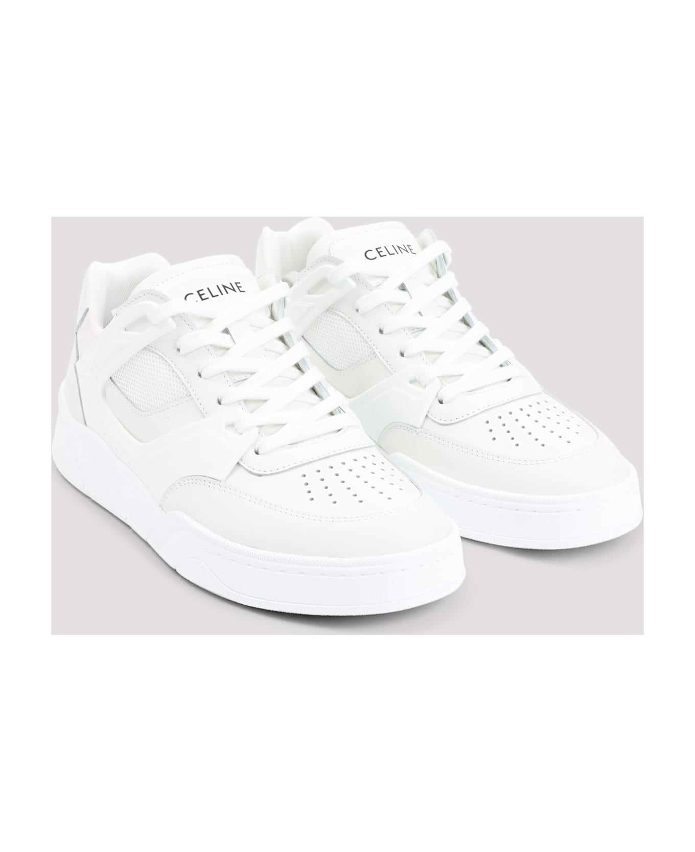 Celine Ct-09 Leather, Rubber And Mesh Sneakers - Op Optic White