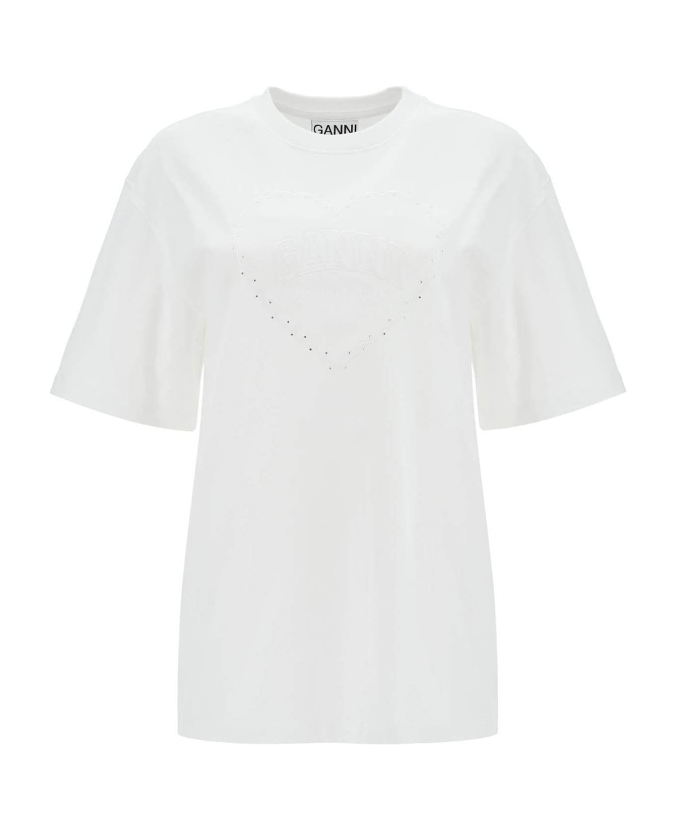 Ganni Embroidered Oversized T - BRIGHT WHITE (White)