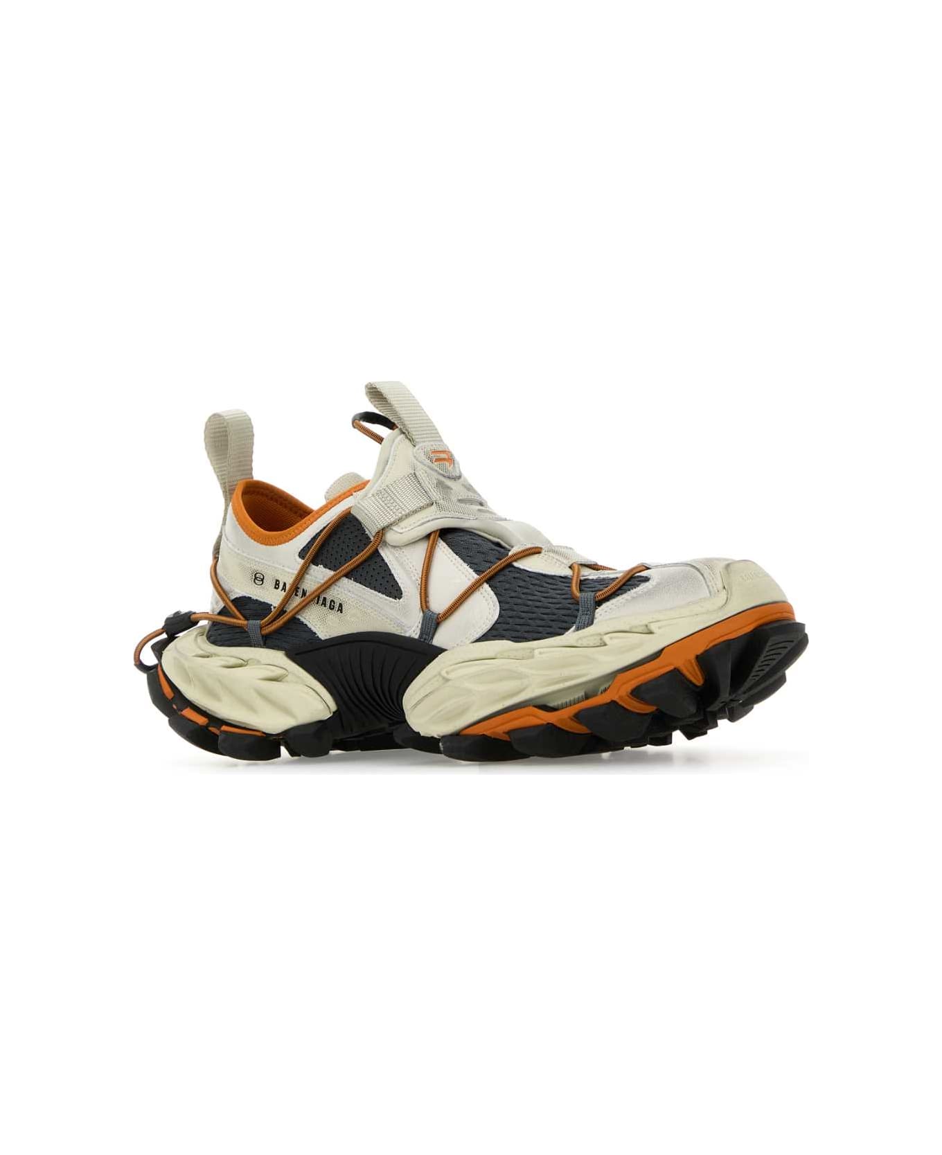 Balenciaga Multicolor Synthetic Leather And Mesh Hike Sneakers - BEIGEORANGE