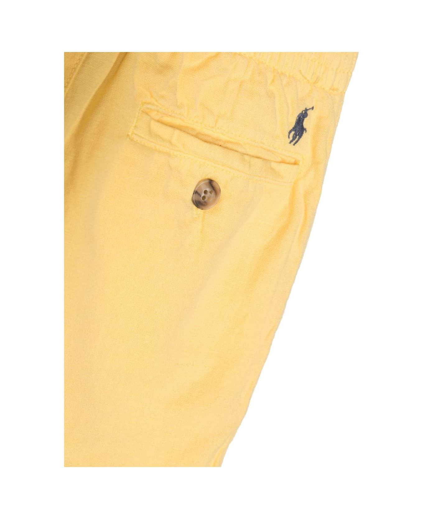 Ralph Lauren Yellow Linen And Cotton Bermuda Shorts - Yellow