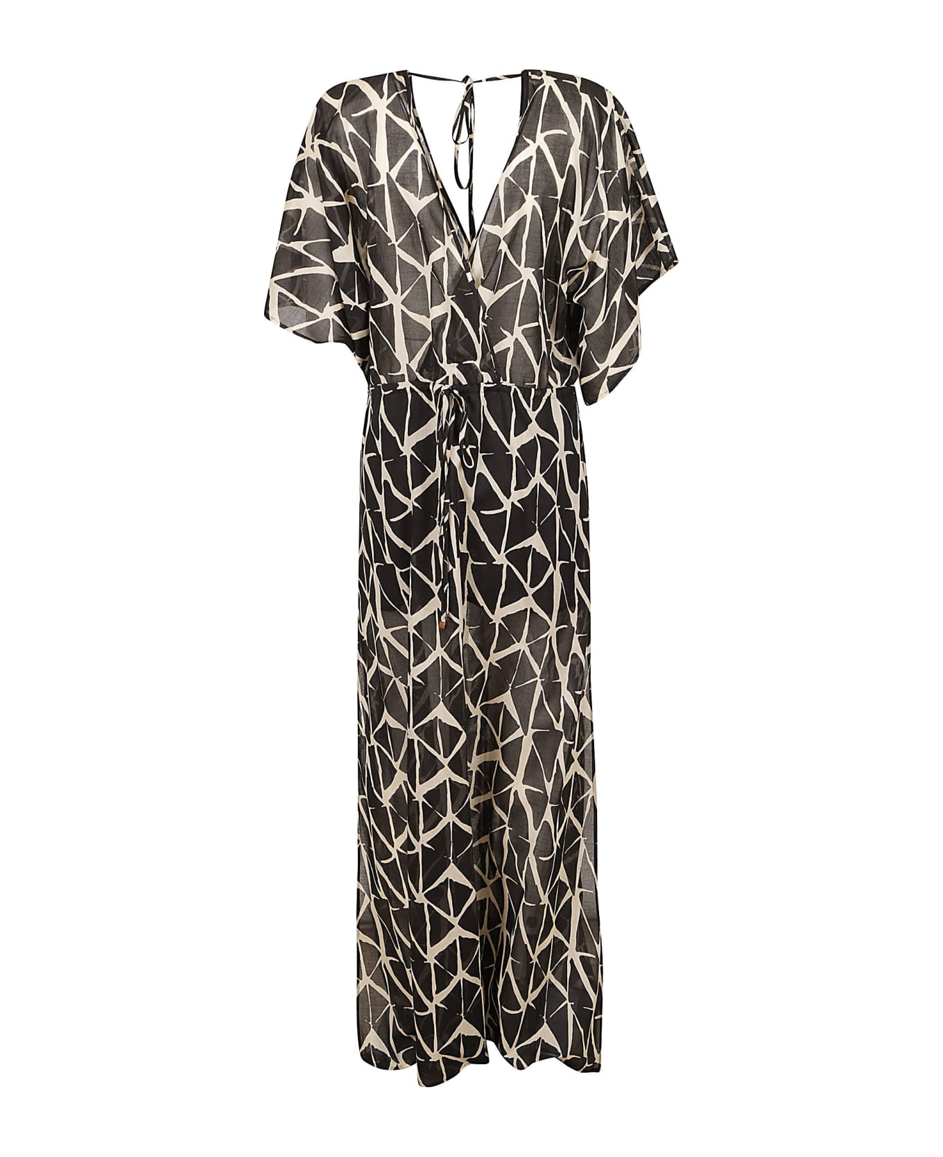 Lorena Antoniazzi V-neck Pattern Printed Dress - HWHITE/BLK