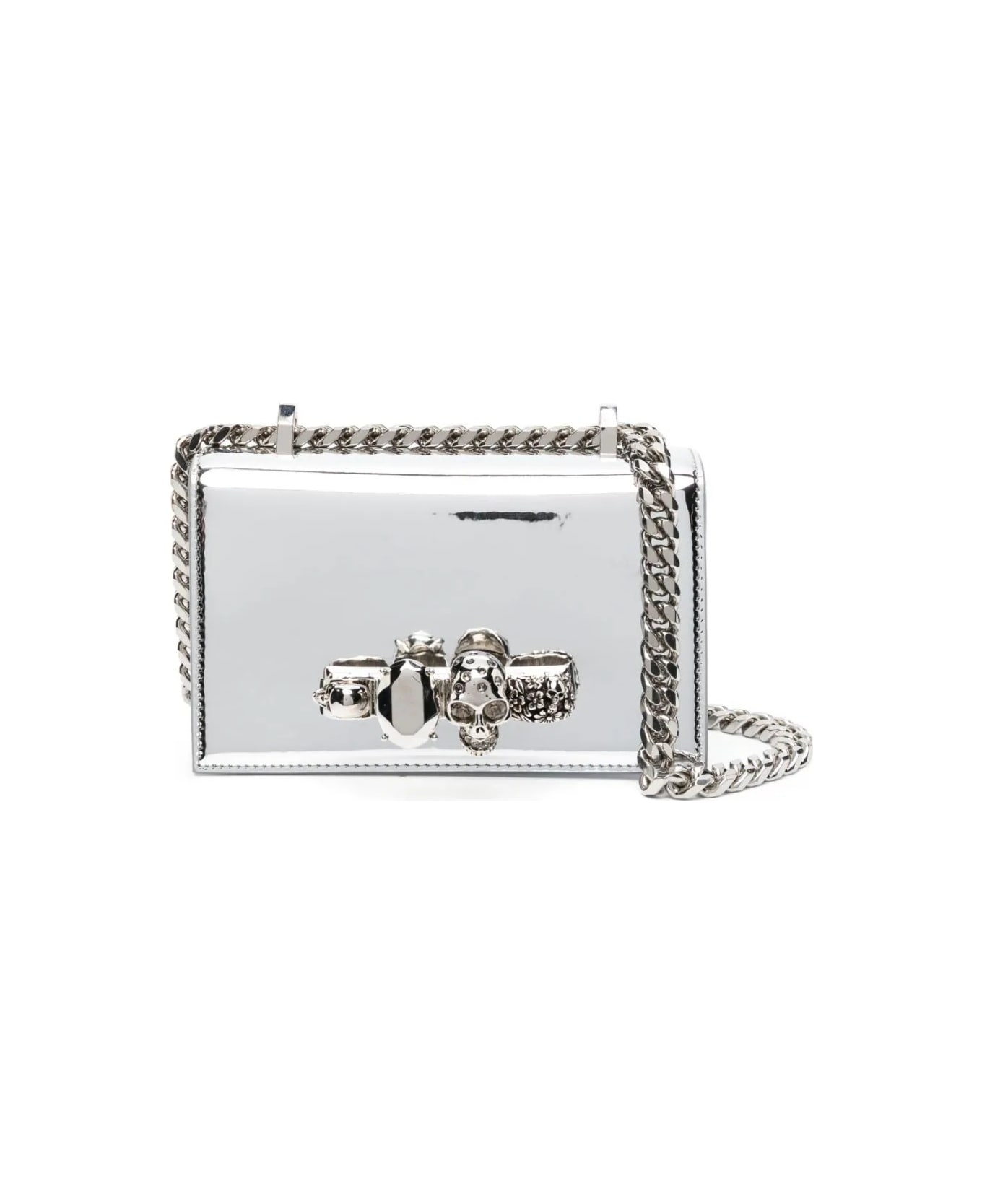 Alexander McQueen Jewelled Satchel Crossbody Bag - Silver