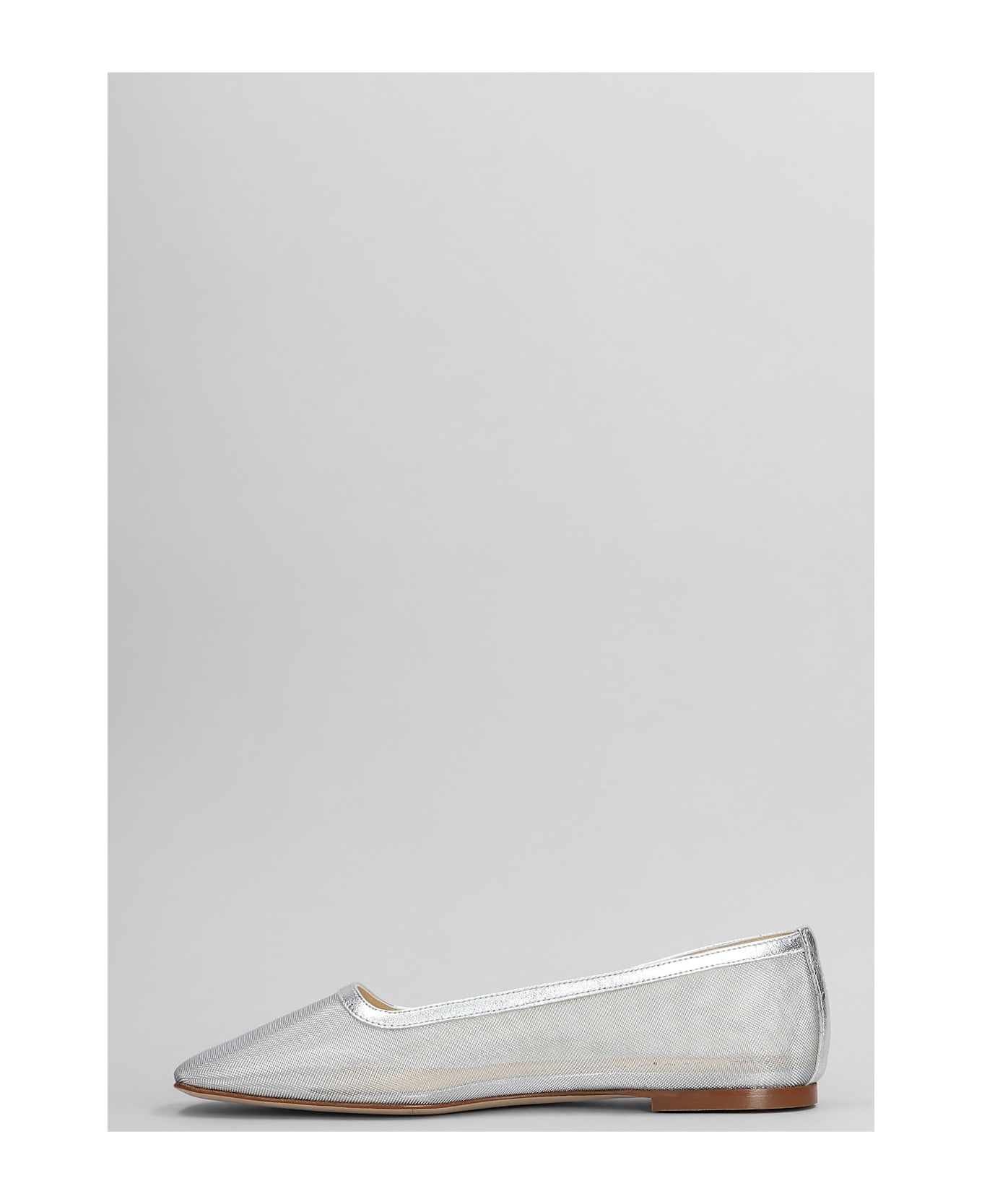 Fabio Rusconi Ballet Flats In Silver Leather And Fabric - silver