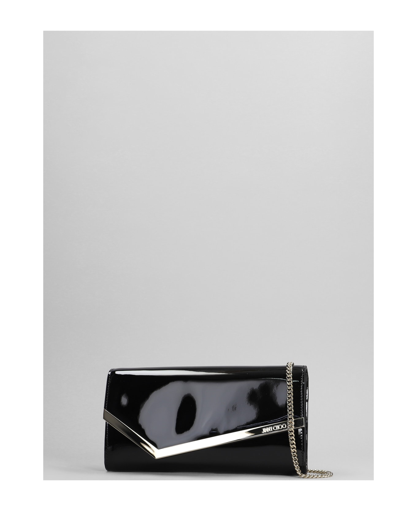 Jimmy Choo Emmie Clutch In Black Leather - black