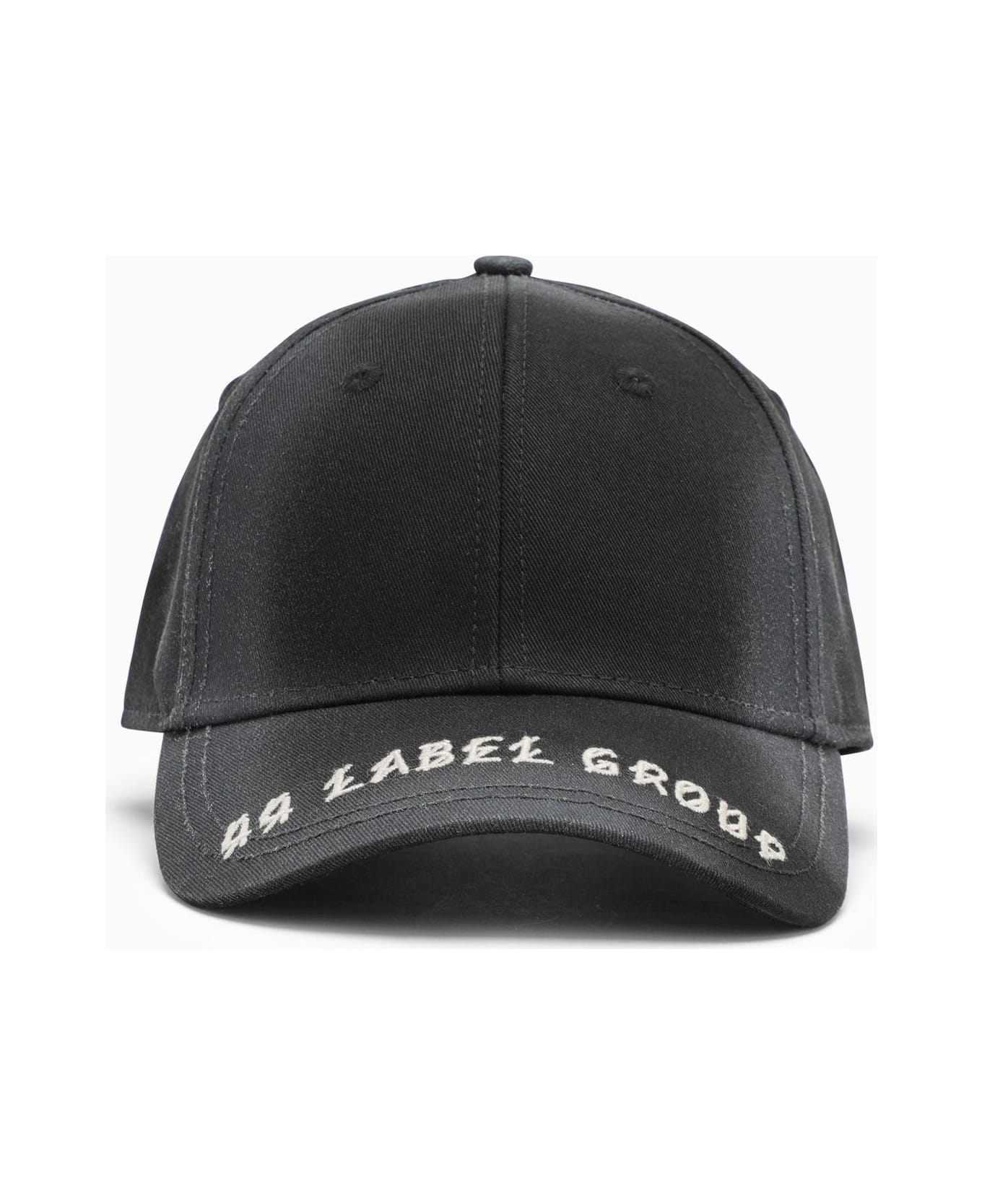 44 Label Group Black Visor Hat With Logo Embroidery - Black