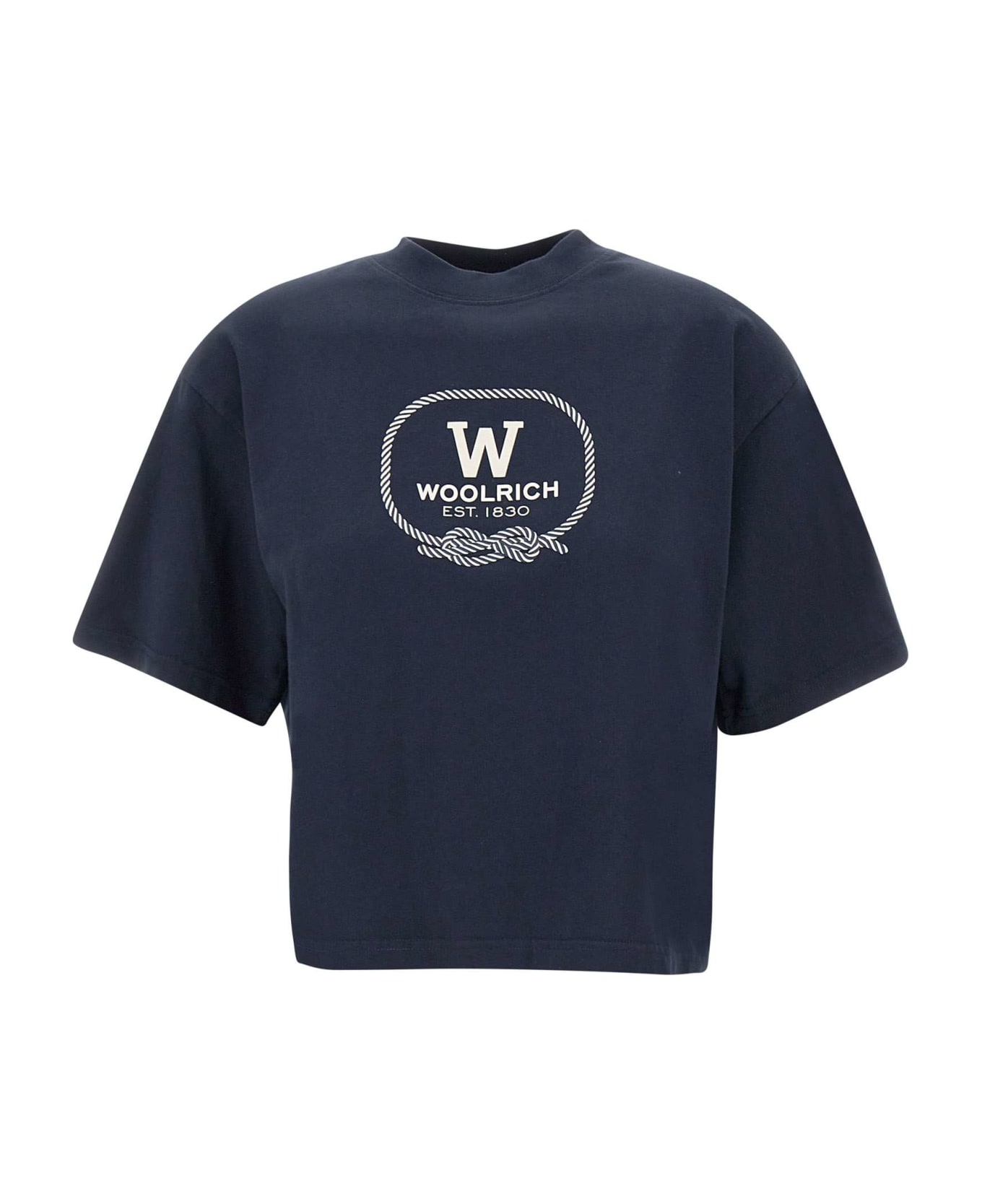 Woolrich "graphic" Cotton T-shirt - BLUE Tシャツ