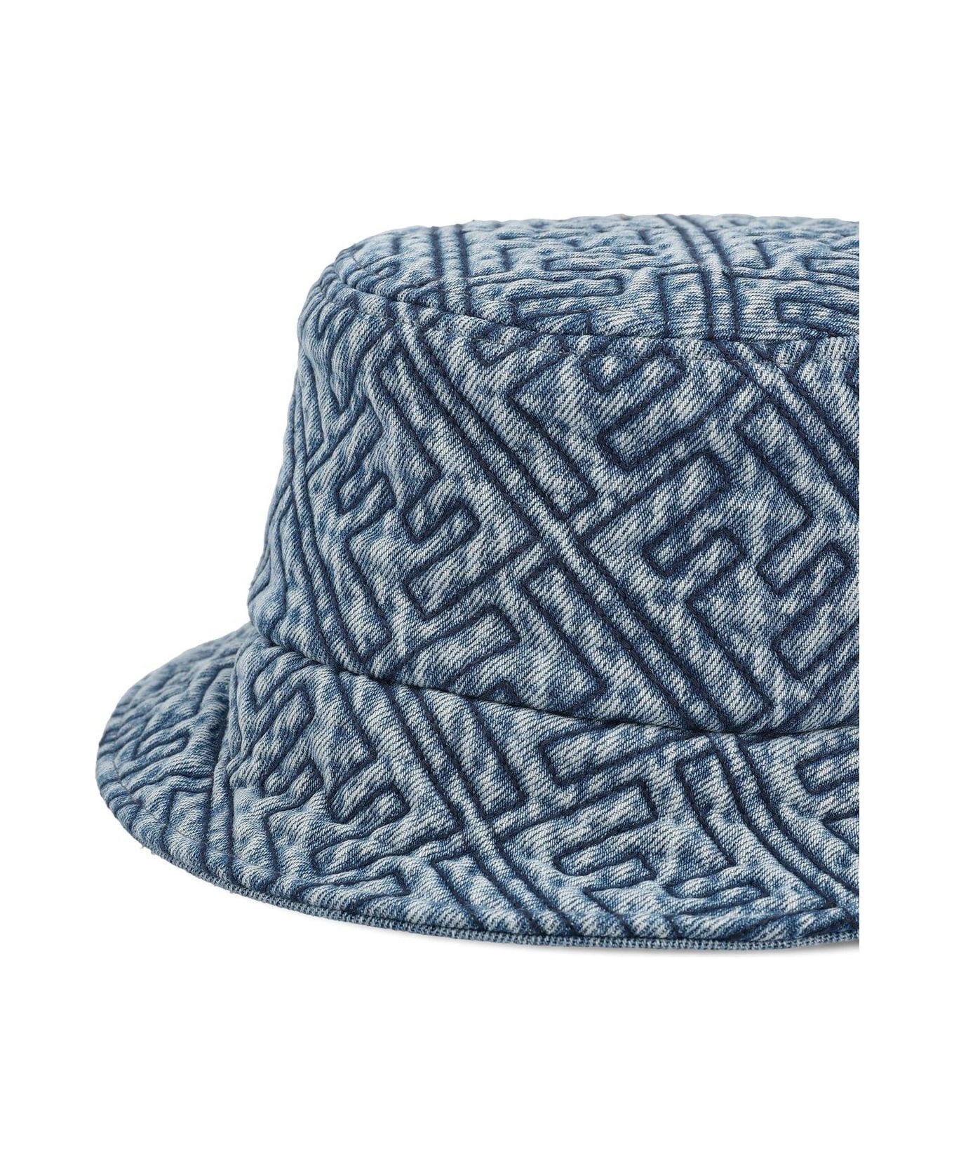 Fendi Ff Motif Denim Bucket Hat - Blue