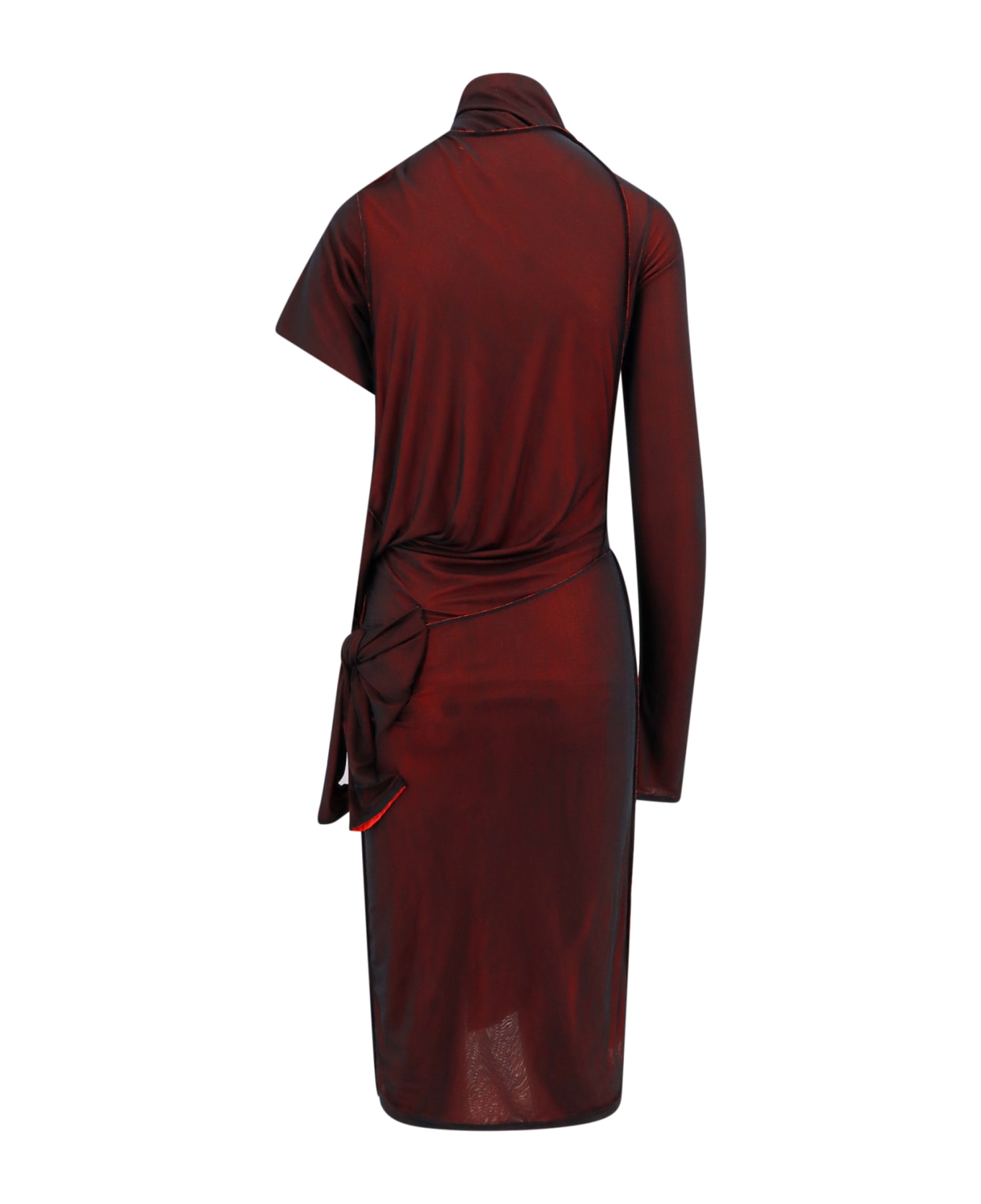 Maison Margiela Viscose Dress With Asymmetric Sleeves - Red