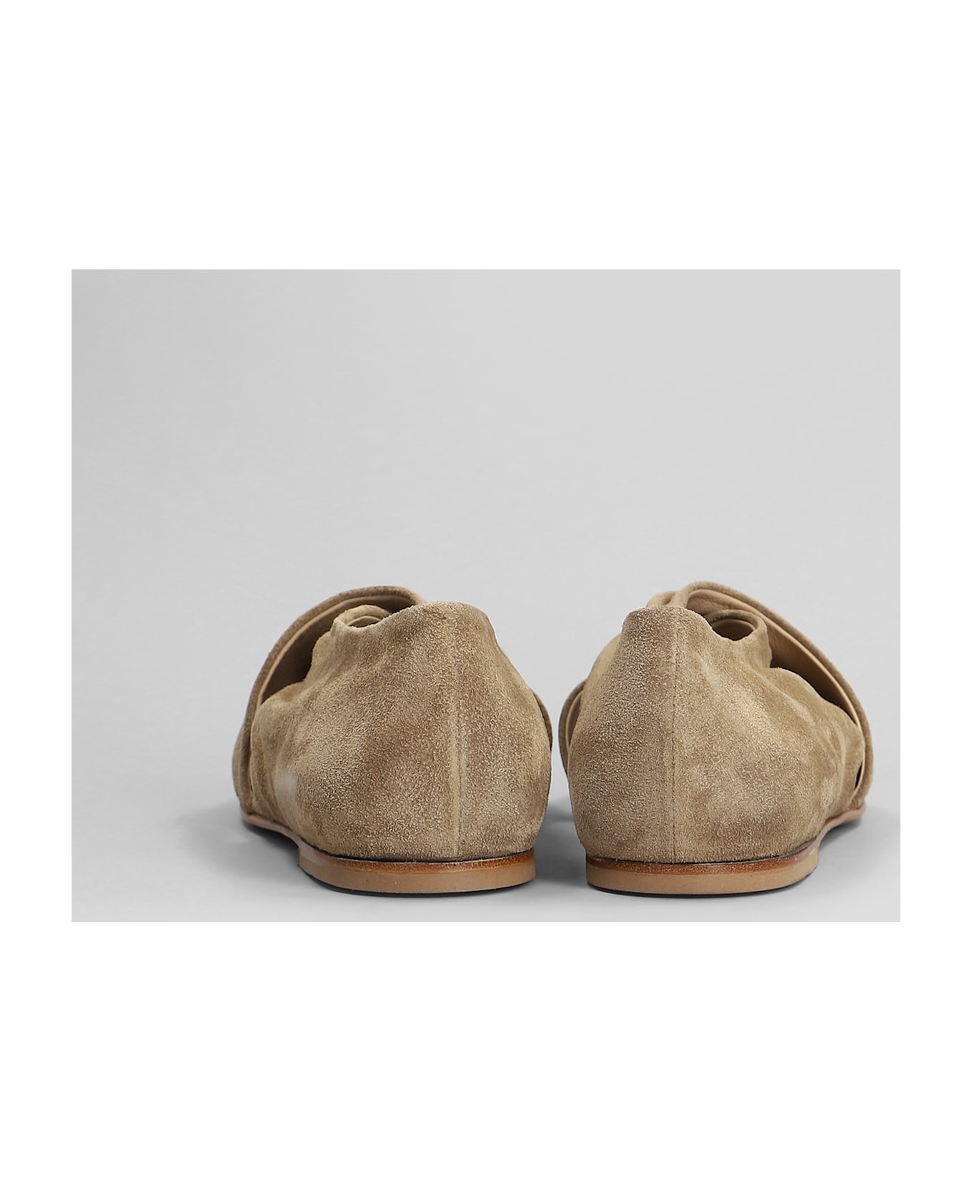 Elena Iachi Ballet Flats In Camel Suede - Camel