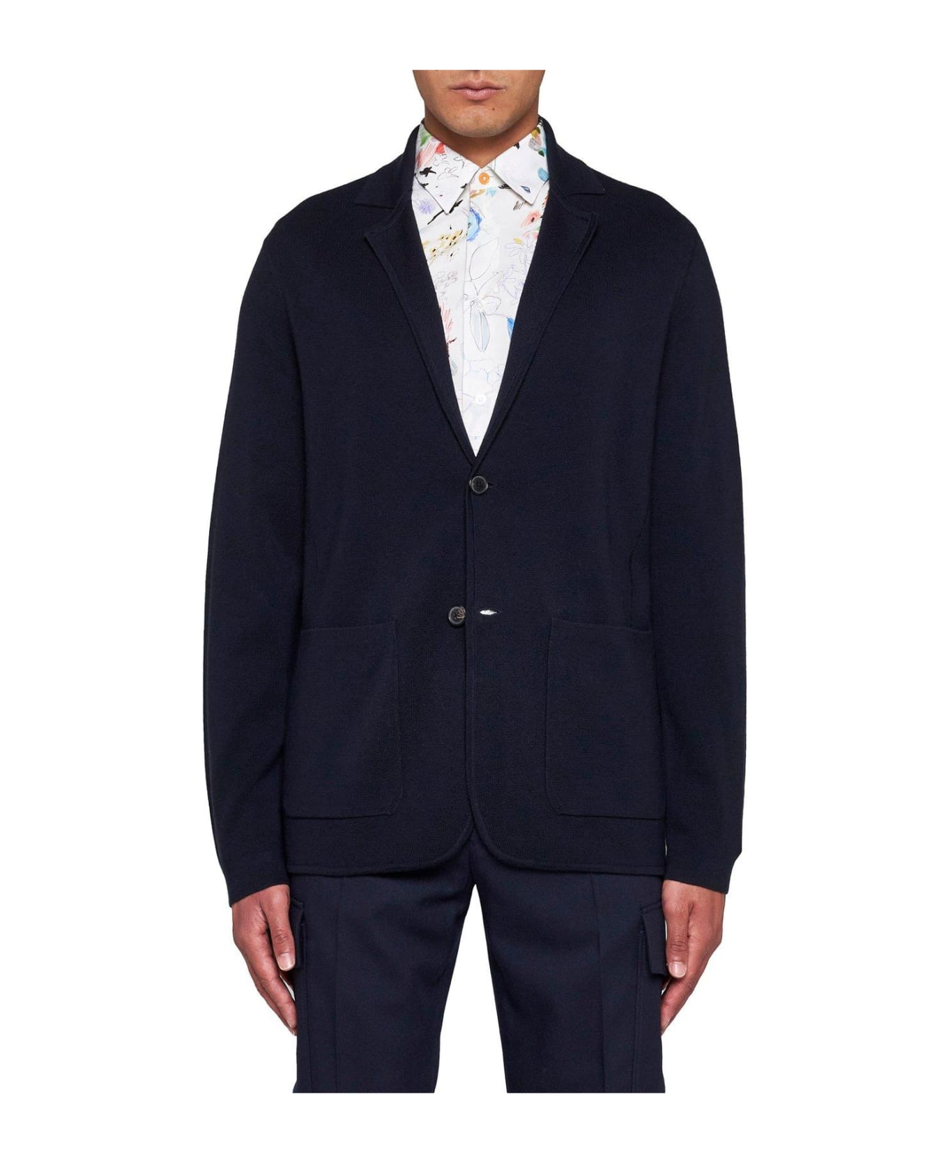 Paul Smith V-neck Fine Knit Cardigan - VERY DARK NAVY