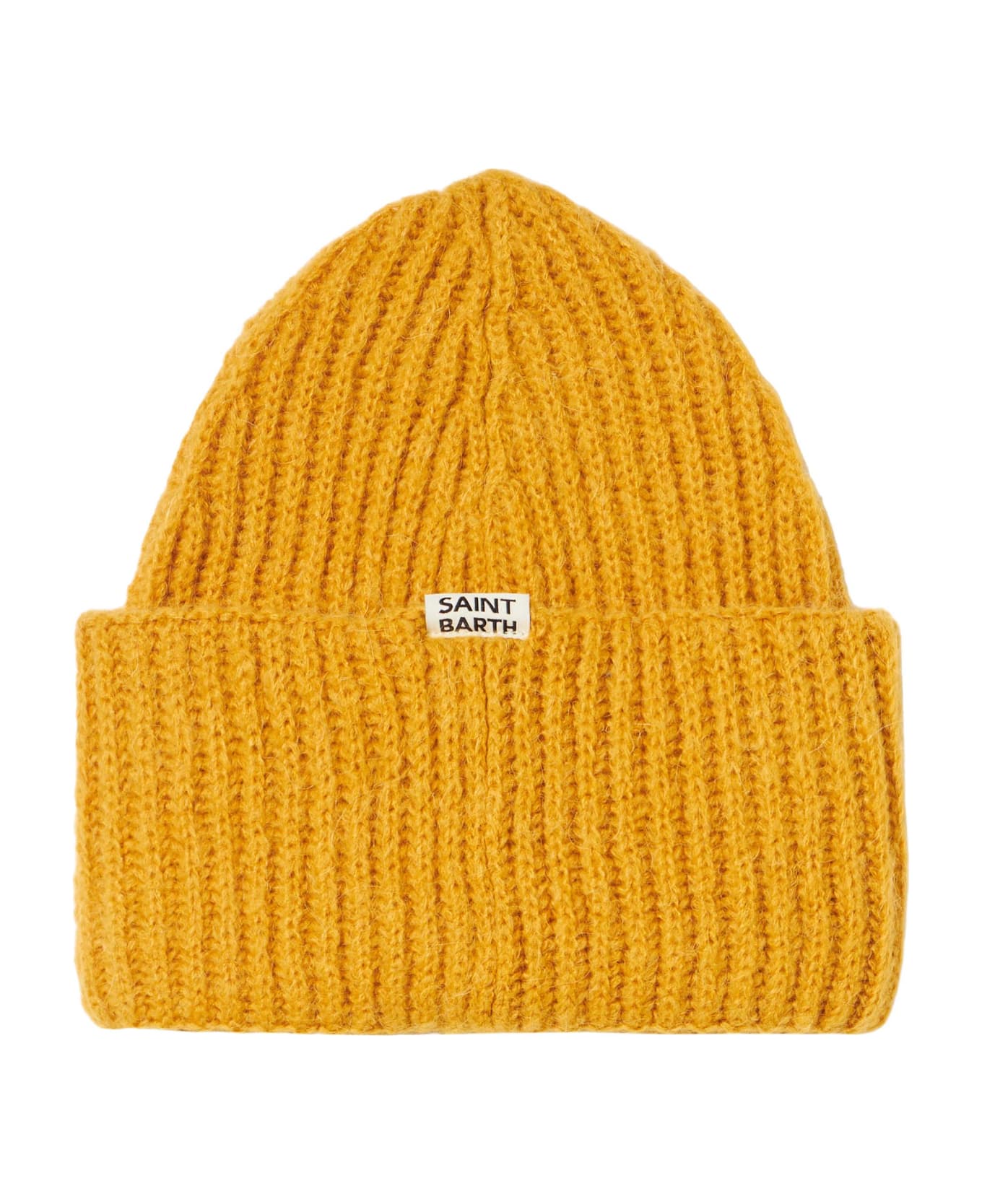 MC2 Saint Barth Woman Brushed And Ultra Soft Beanie With Too Cool Embroidery - YELLOW