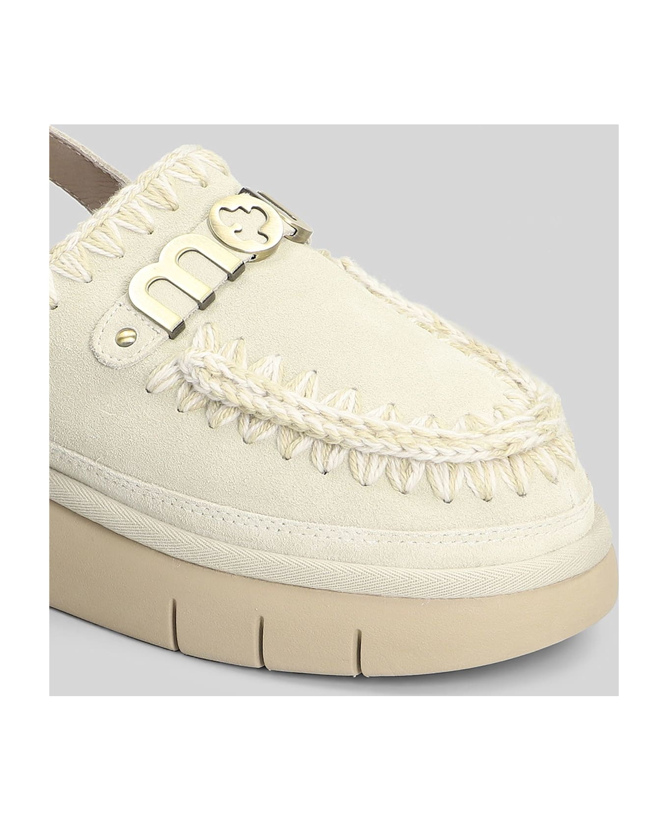 Mou Bounce Clog Slipper-mule In Grey Suede - grey