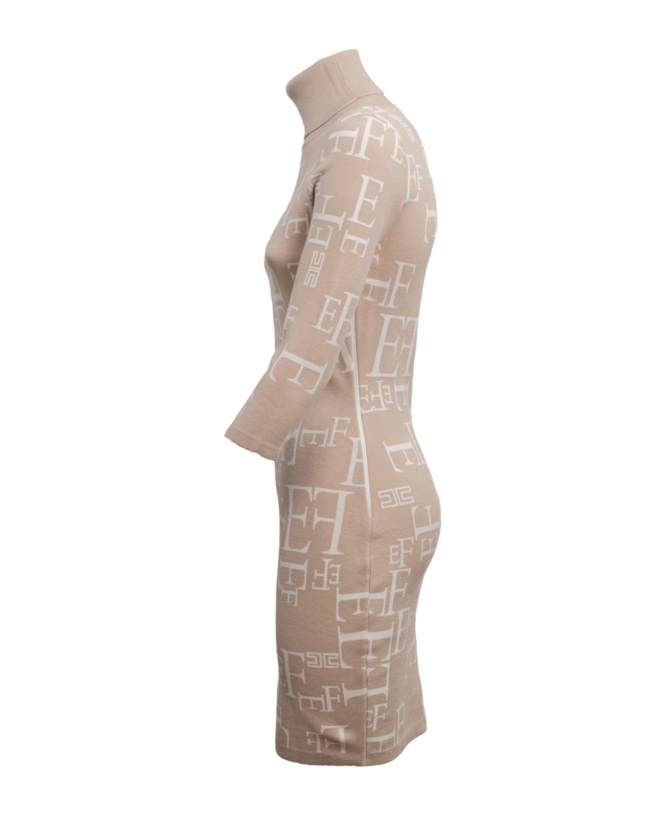 Elisabetta Franchi Ribbed Minidress - Beige