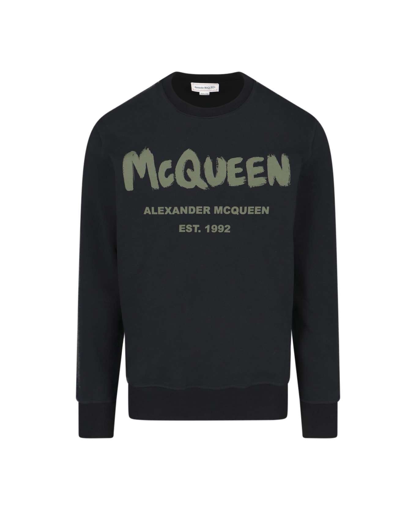 Alexander McQueen Logo Crewneck Sweatshirt - Black/khaki