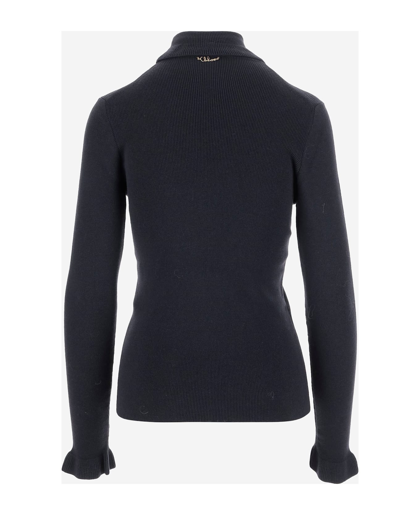 Chloé Wool And Cotton Turtleneck Pullover - Blue