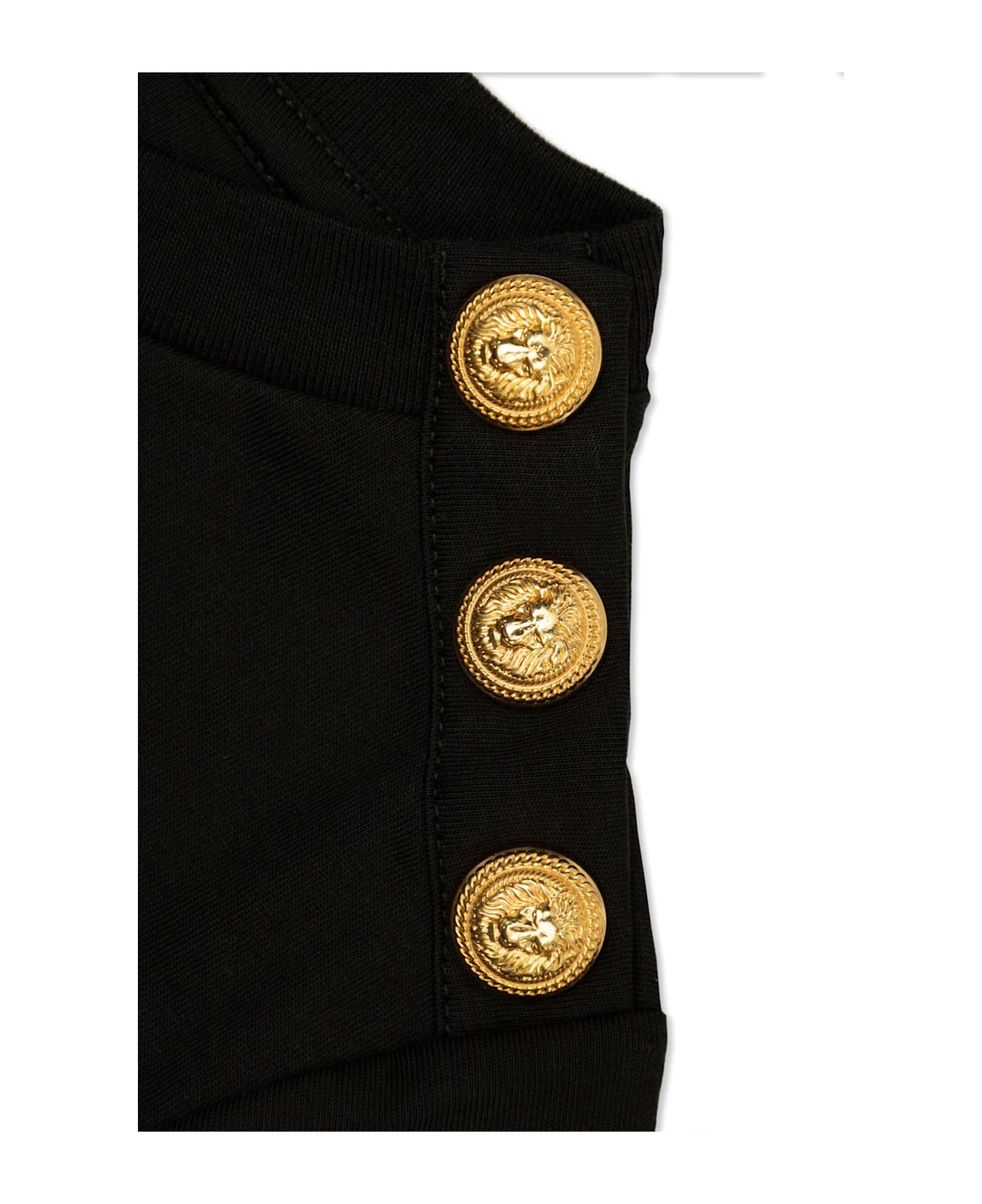 Balmain Press-stud Fastened Crewneck T-shirt - Black/gold