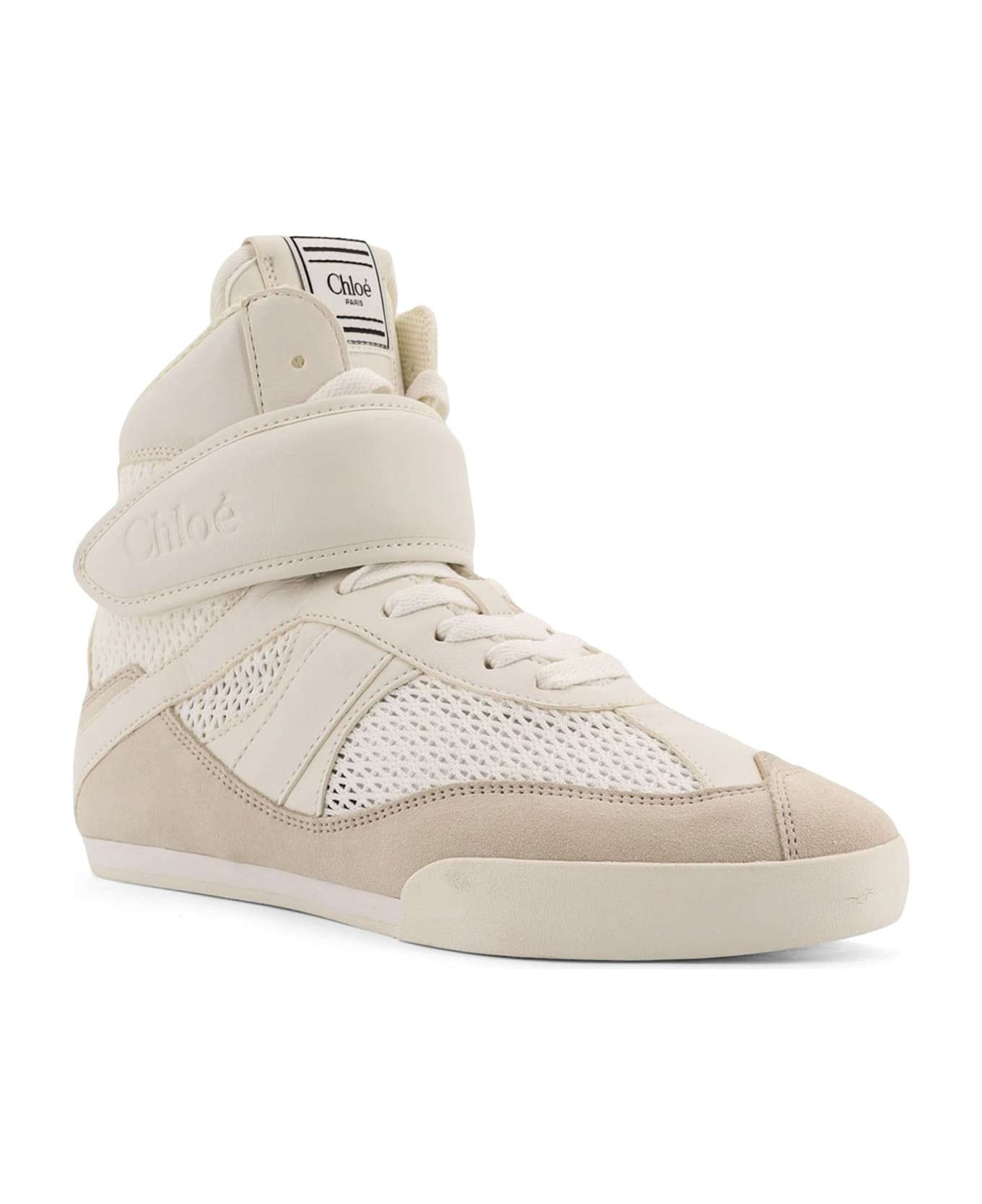 Chloé Kick Synthetic Fabric And Suede Sneakers - Cloudy Cream