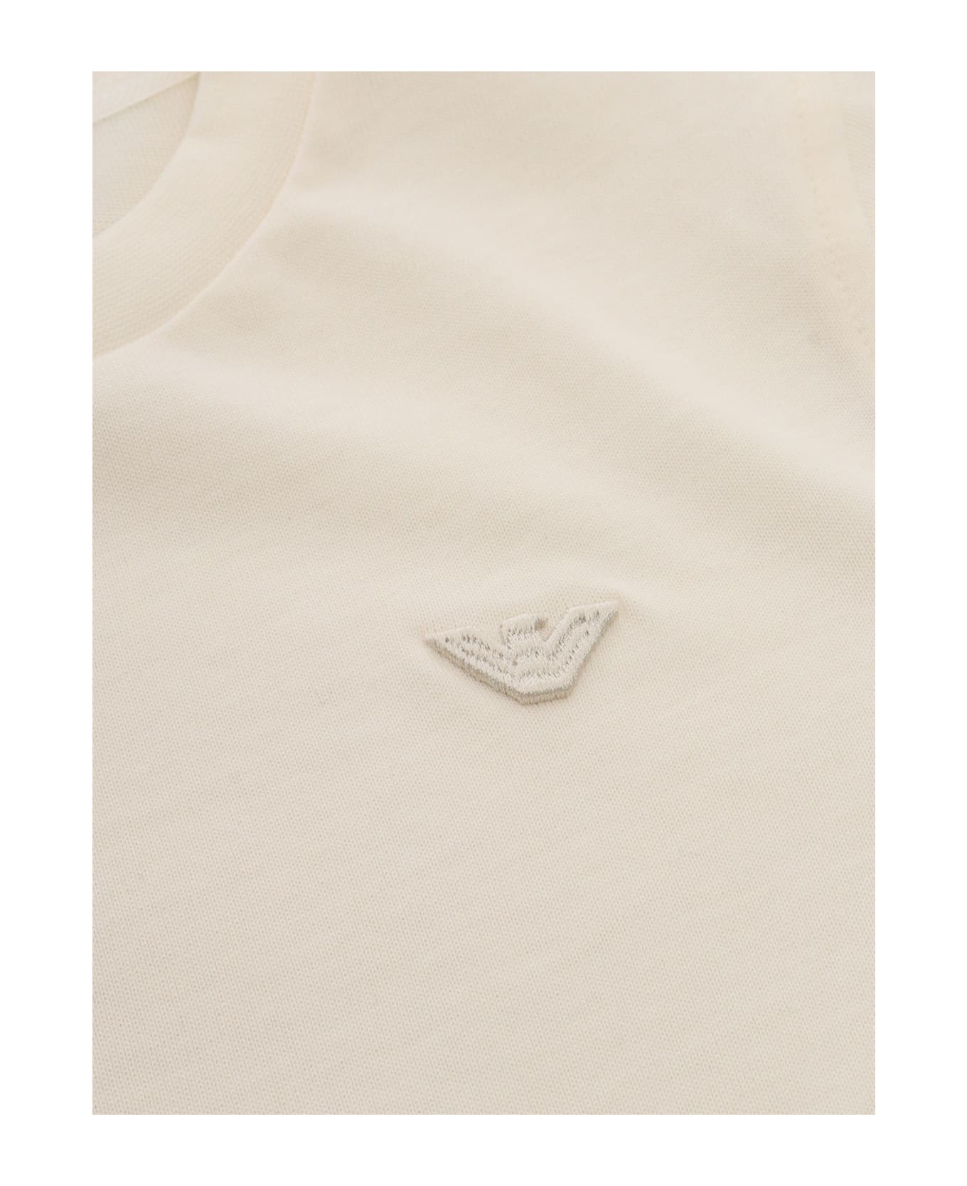 Emporio Armani Cream T-shirt With Logo - WHITE