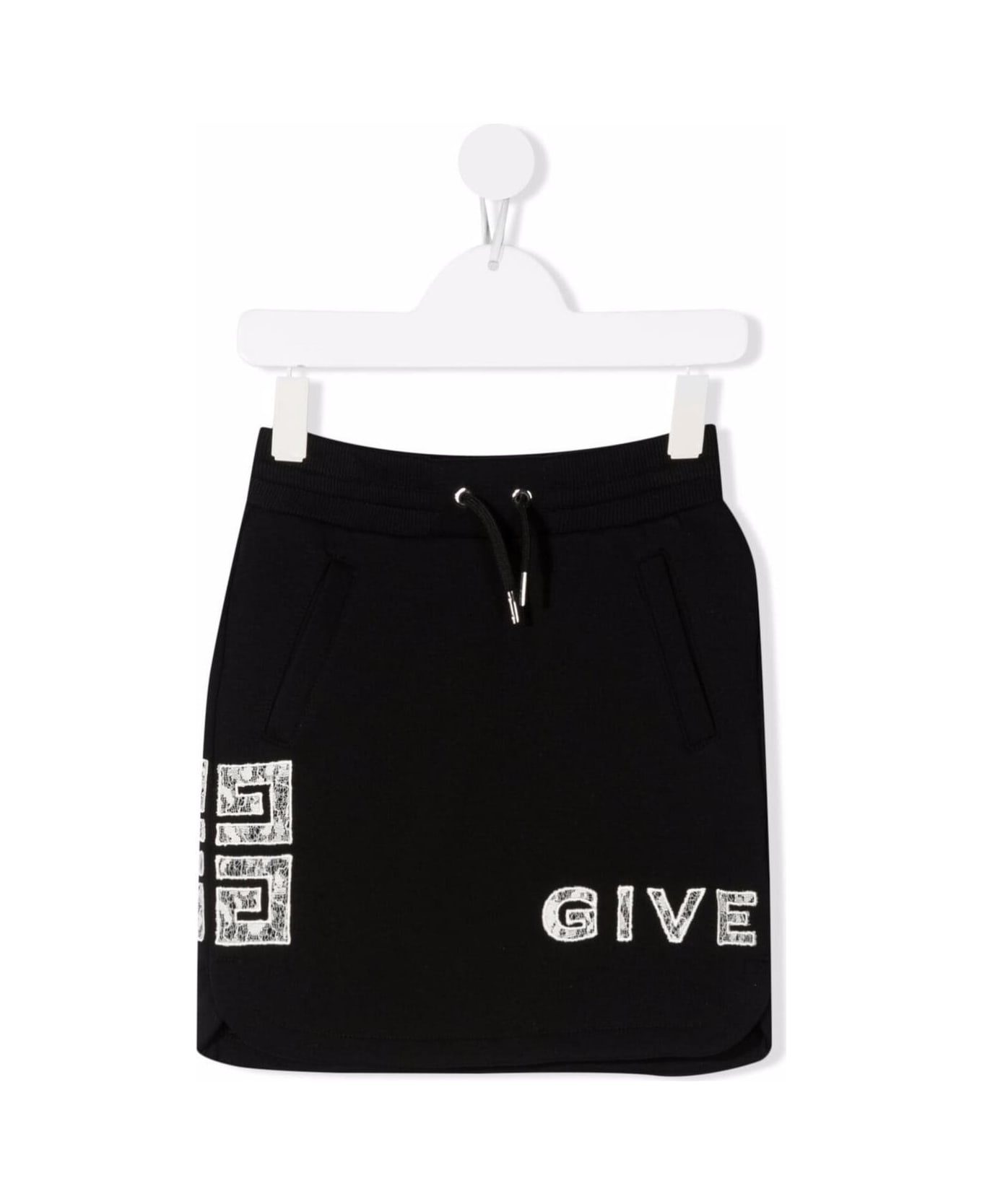 Givenchy 's Cotton Black Girl Short Skirt With Logo With Lace - Black