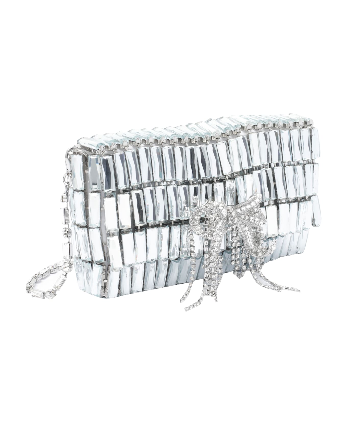 self-portrait Mini Crystals Bow Shoulder Bag - Silver