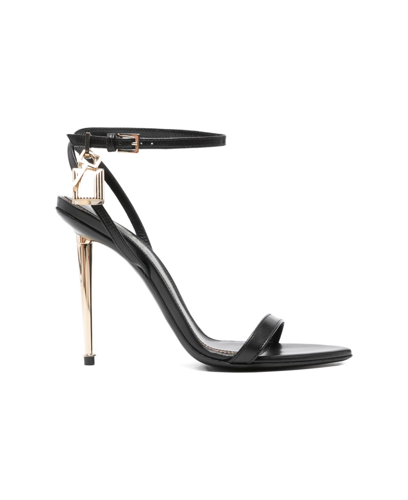 Tom Ford Leather Heel Sandals - Black