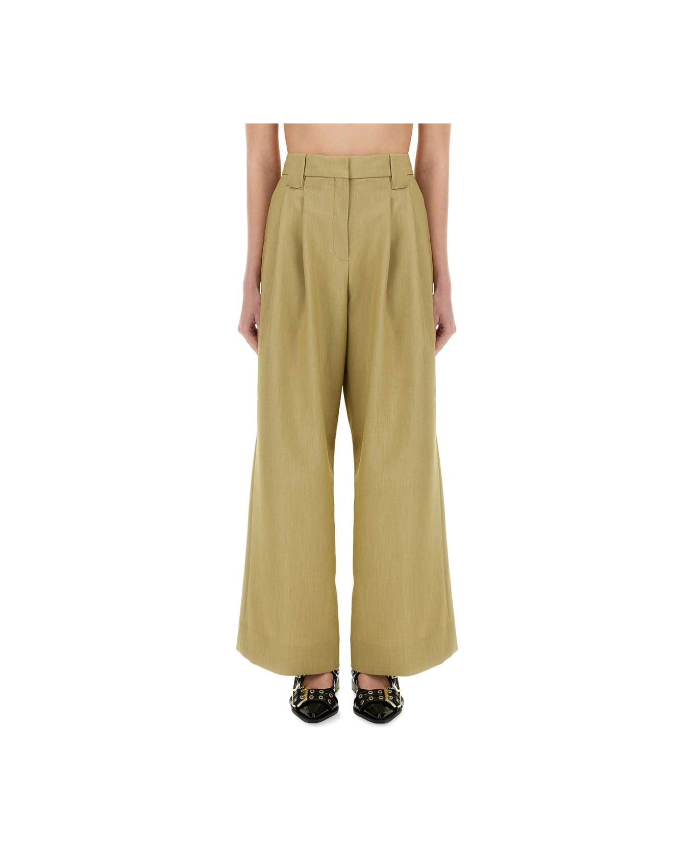 Ganni Twill Suit Pants - BEIGE