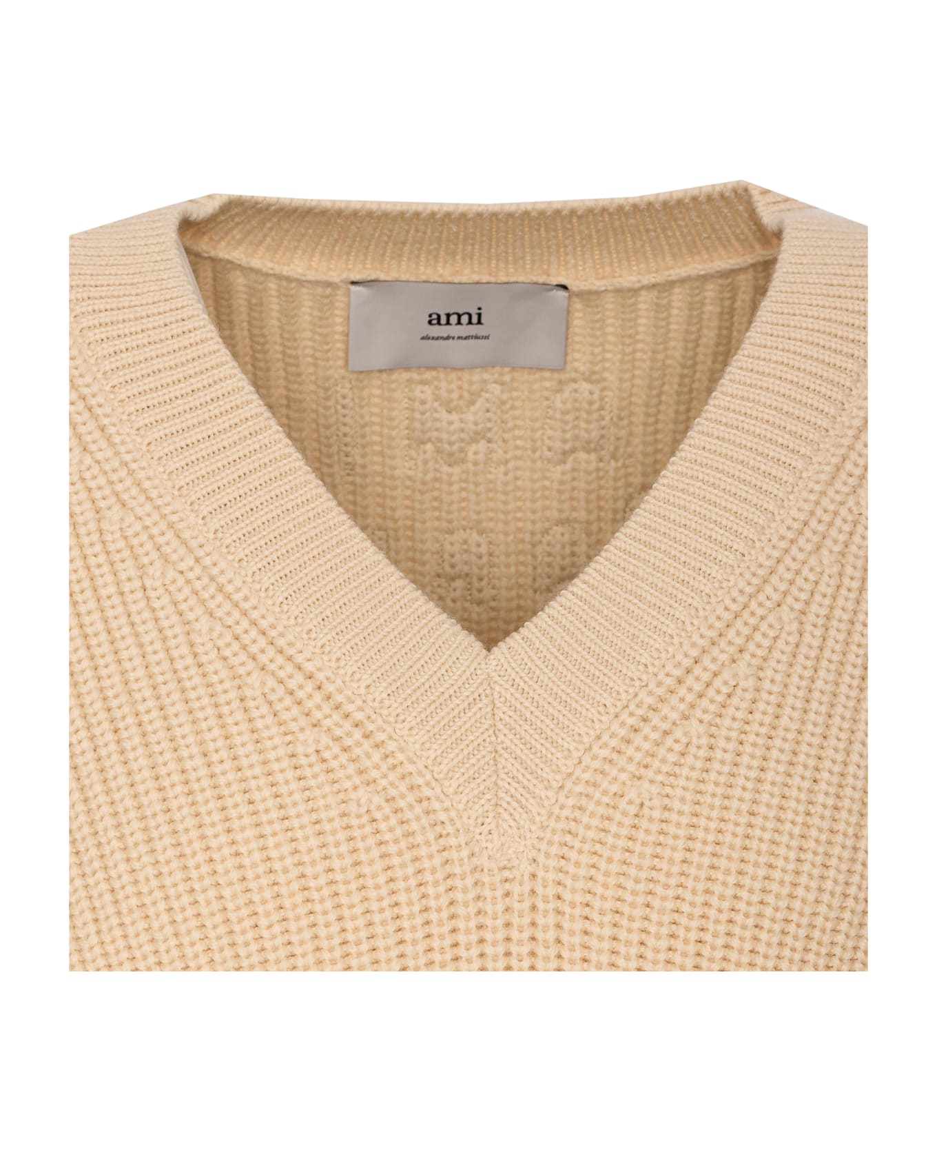 Ami Alexandre Mattiussi Ami Paris Ribbed Sweater - Beige