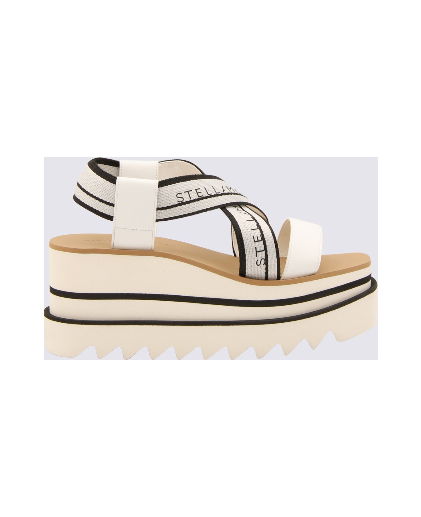 Stella McCartney White And Black Sneak-elyse Sandals - Bianco