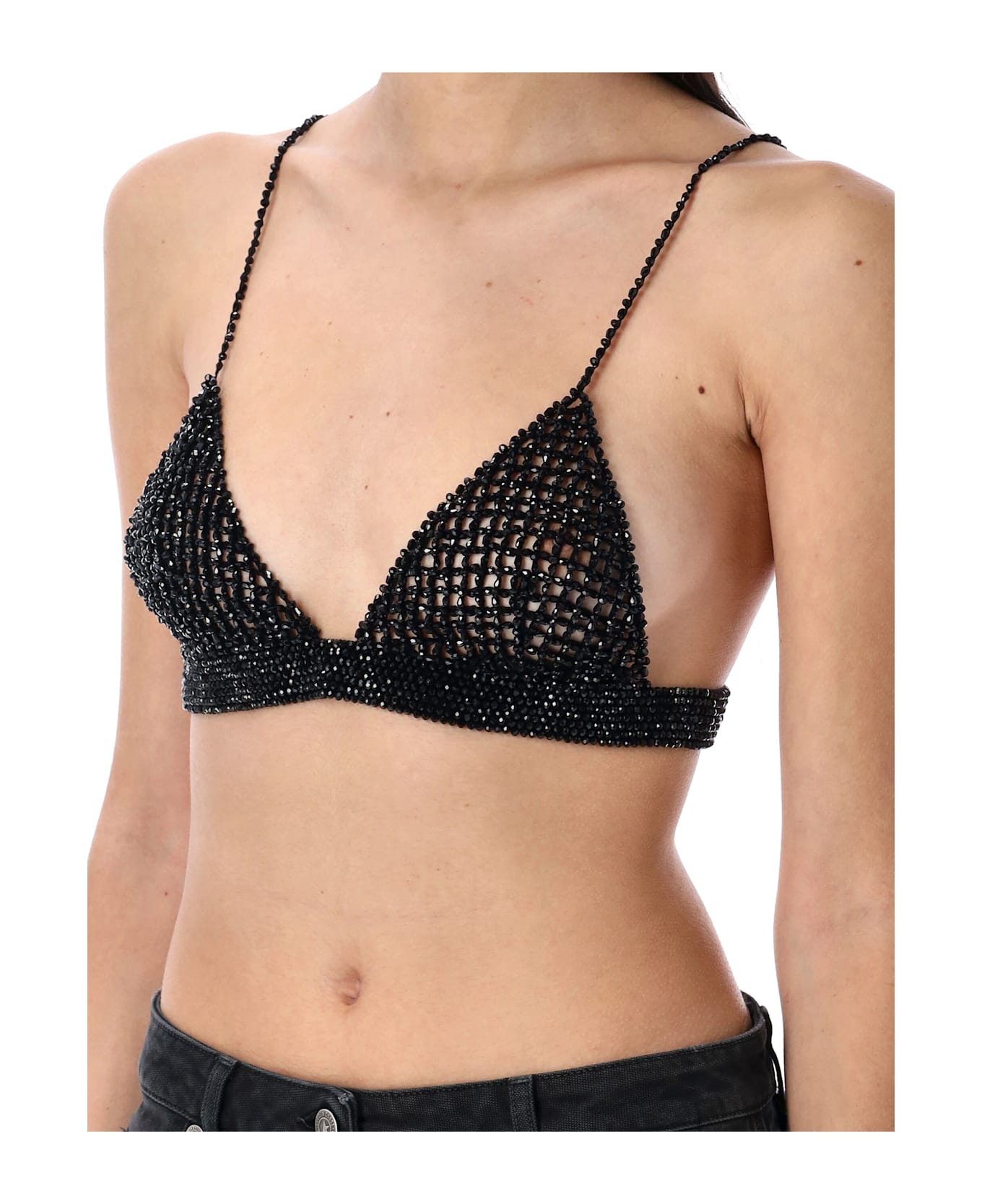 Golden Goose Crochet Top With Crystals - BLACK