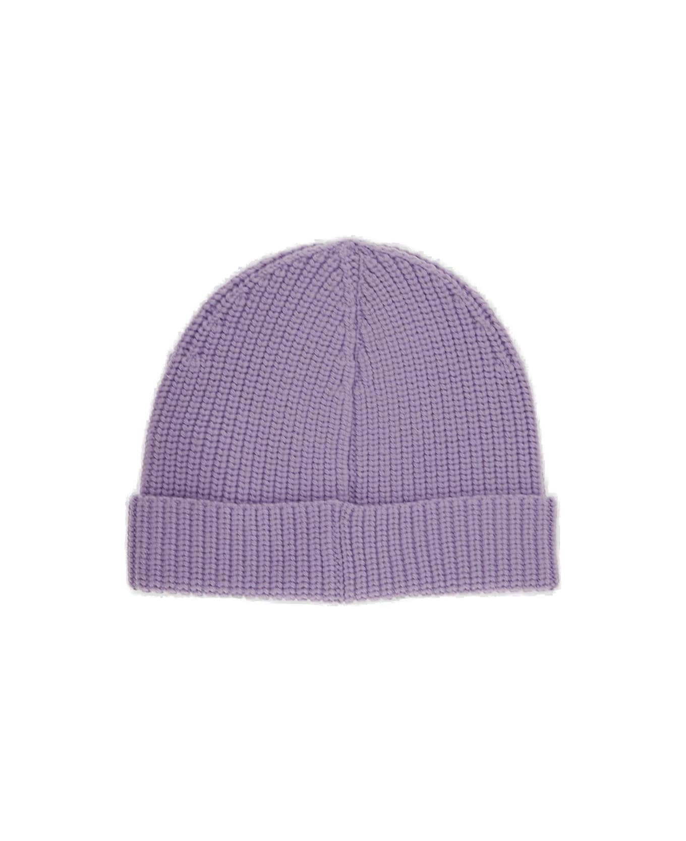 Off-White Off-stamp Logo Embroidered Beanie - LILAC WHITE