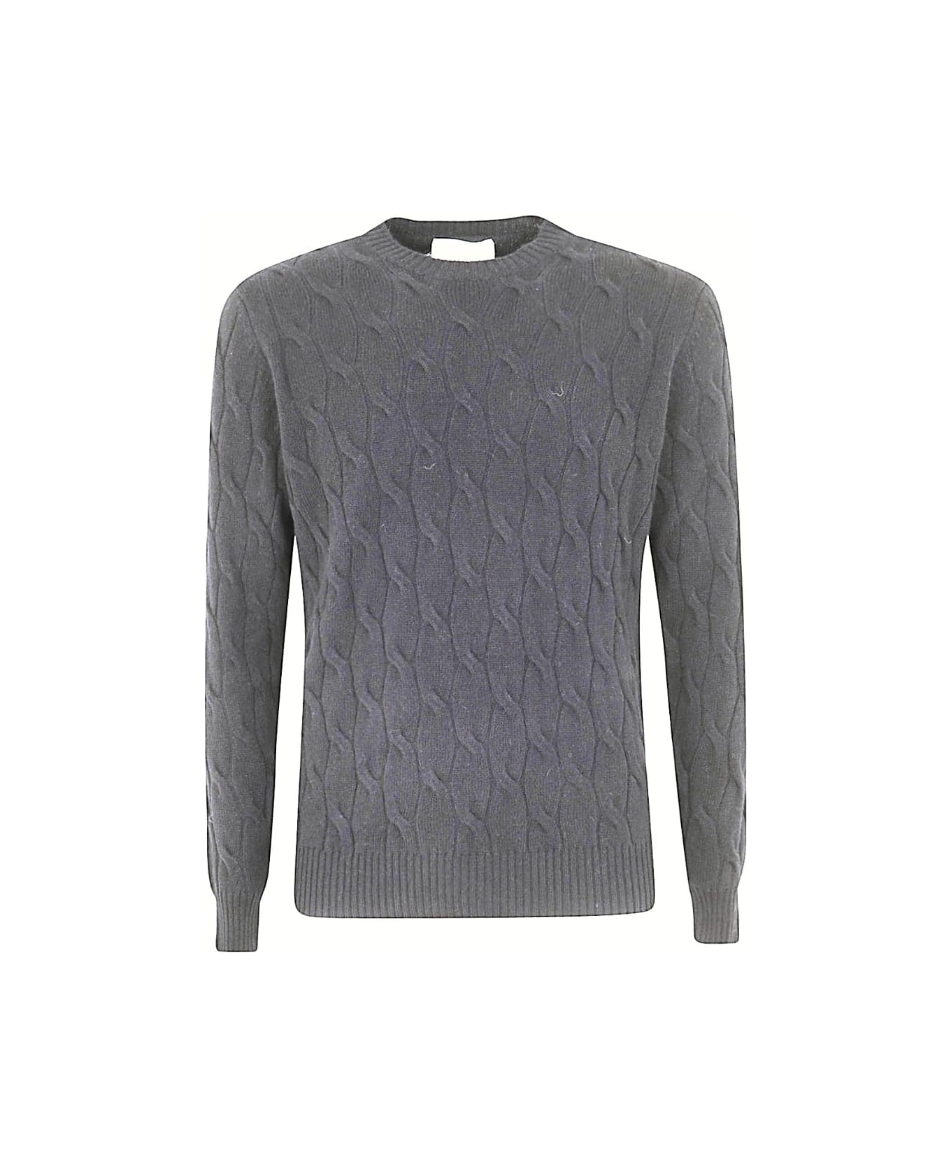 Filippo De Laurentiis Wool Cashmere Long Sleeves Crew Neck Sweater With Braid - Grey